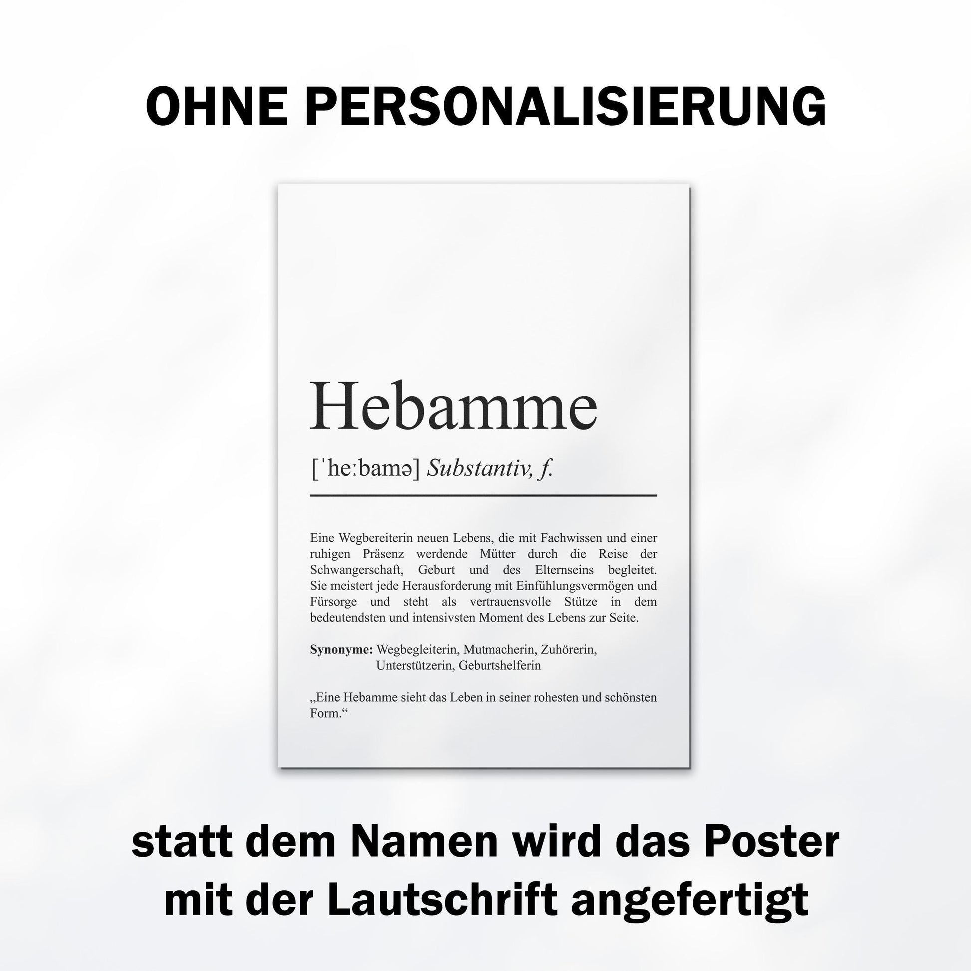 Hebamme Definition Poster personalisierbar mit Namen Beruf Poster Hebamme Geschenk Einzug Geburtstag Geschenk Hebamme Poster Beruf