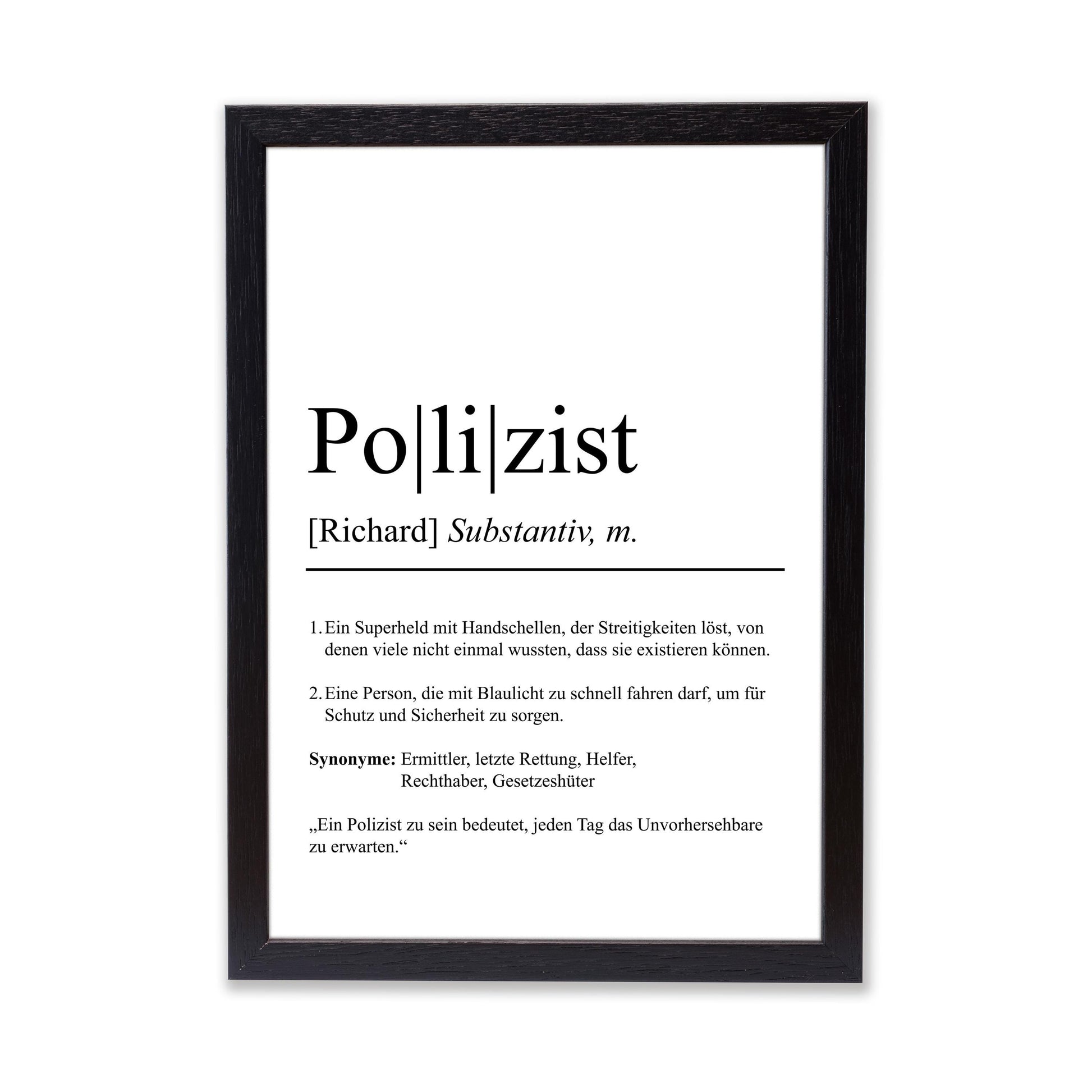 Polizist Definition Poster personalisierbar mit Namen Beruf Poster Polizist Geschenk Einzug Geburtstag Geschenk Polizist Poster Beruf