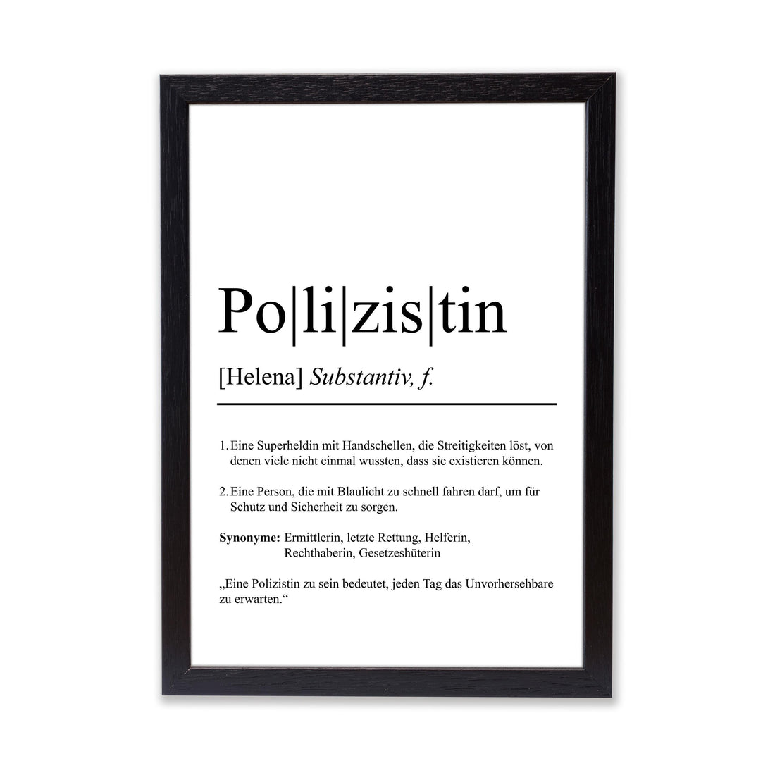 Polizistin Definition Poster personalisierbar mit Namen Beruf Poster Polizistin Geschenk Einzug Geburtstag Geschenk Polizistin Poster Beruf