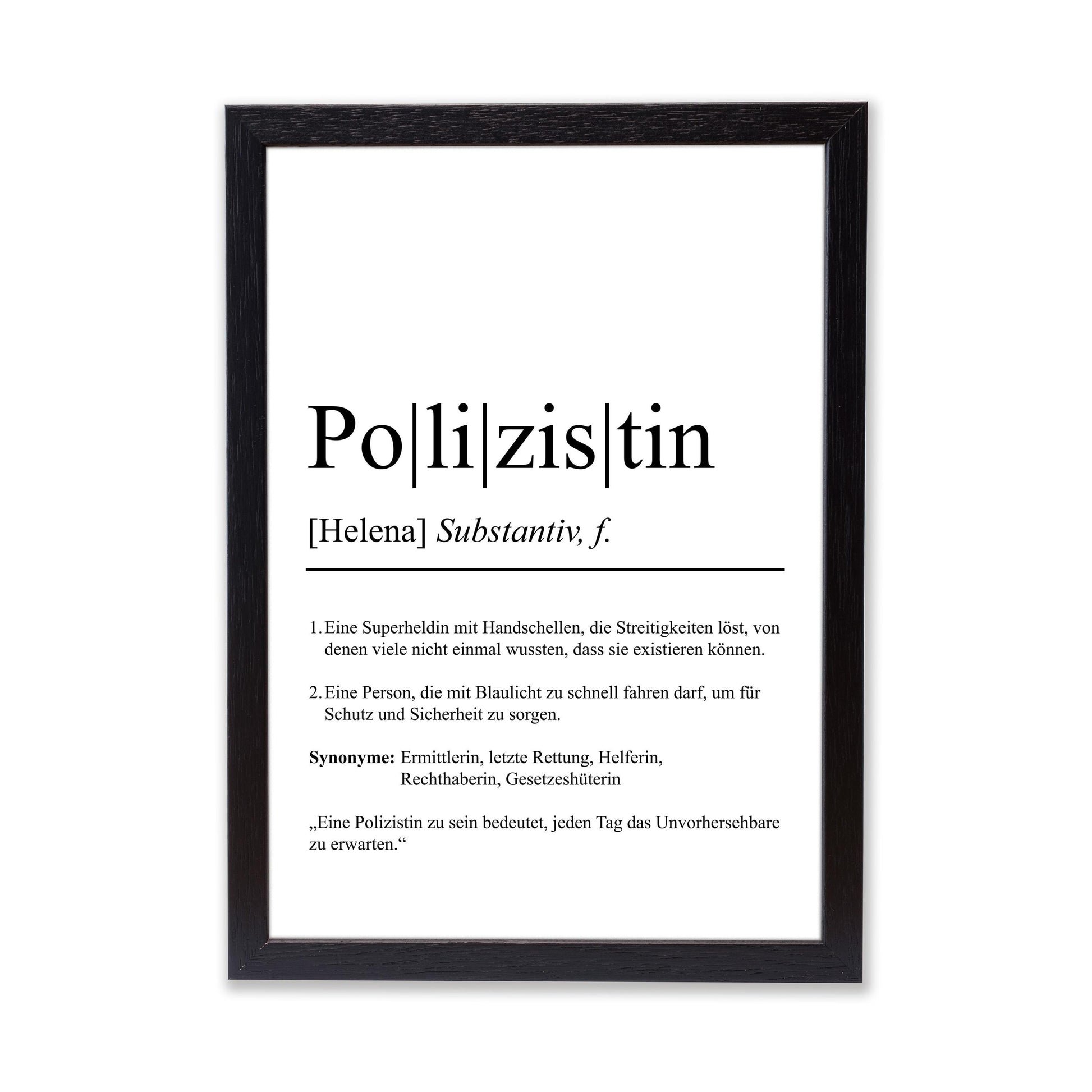 Polizistin Definition Poster personalisierbar mit Namen Beruf Poster Polizistin Geschenk Einzug Geburtstag Geschenk Polizistin Poster Beruf