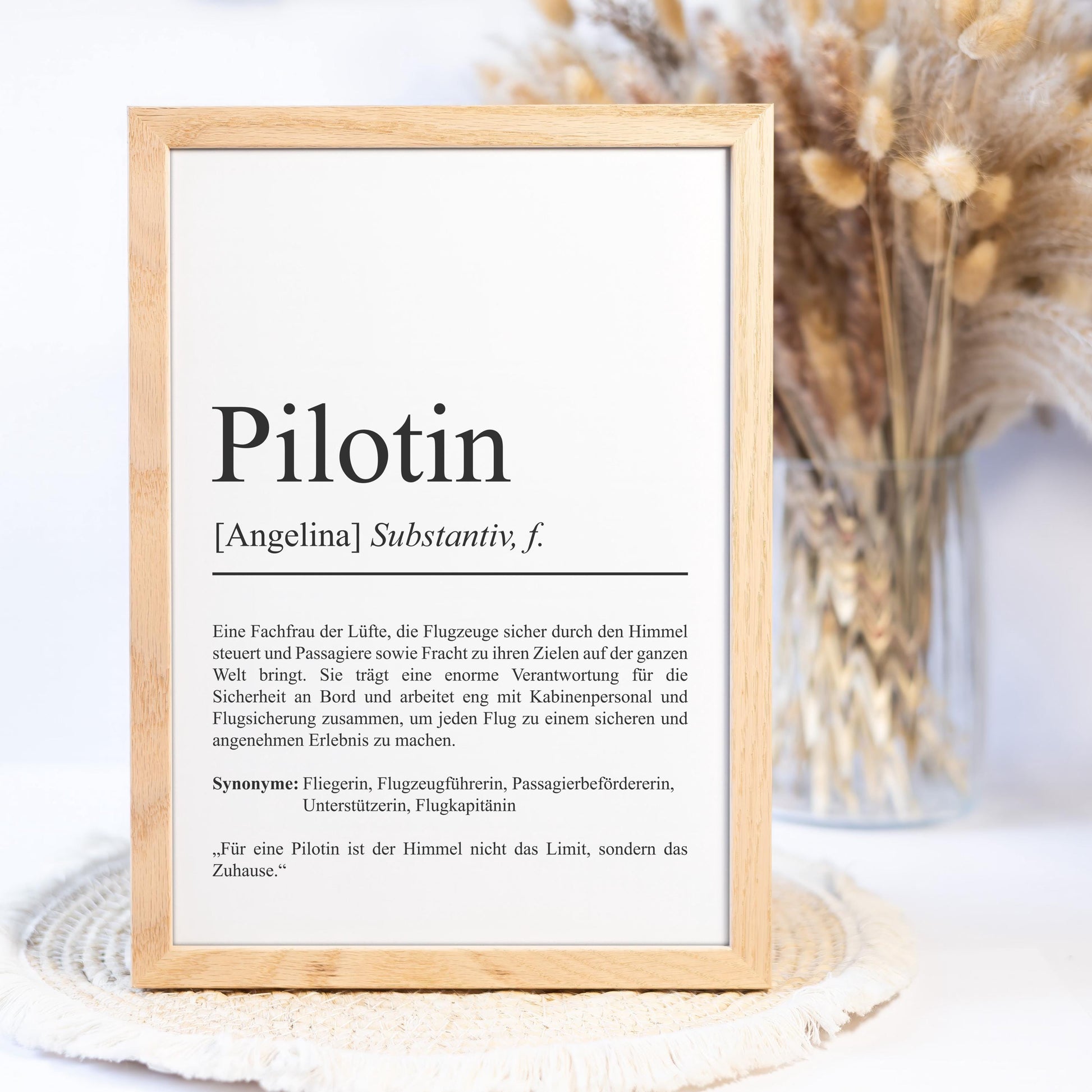 Pilot Definition Poster personalisierbar mit Namen Beruf Poster Pilot Geschenk Einzug Geburtstag Geschenk Pilot Poster Beruf