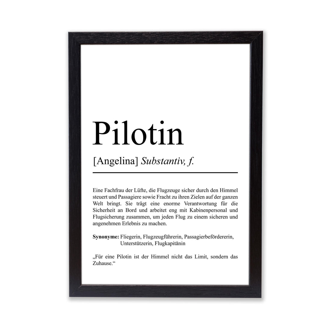 Pilotin Definition Poster personalisierbar mit Namen Beruf Poster Pilotin Geschenk Einzug Geburtstag Geschenk Pilotin Poster Beruf