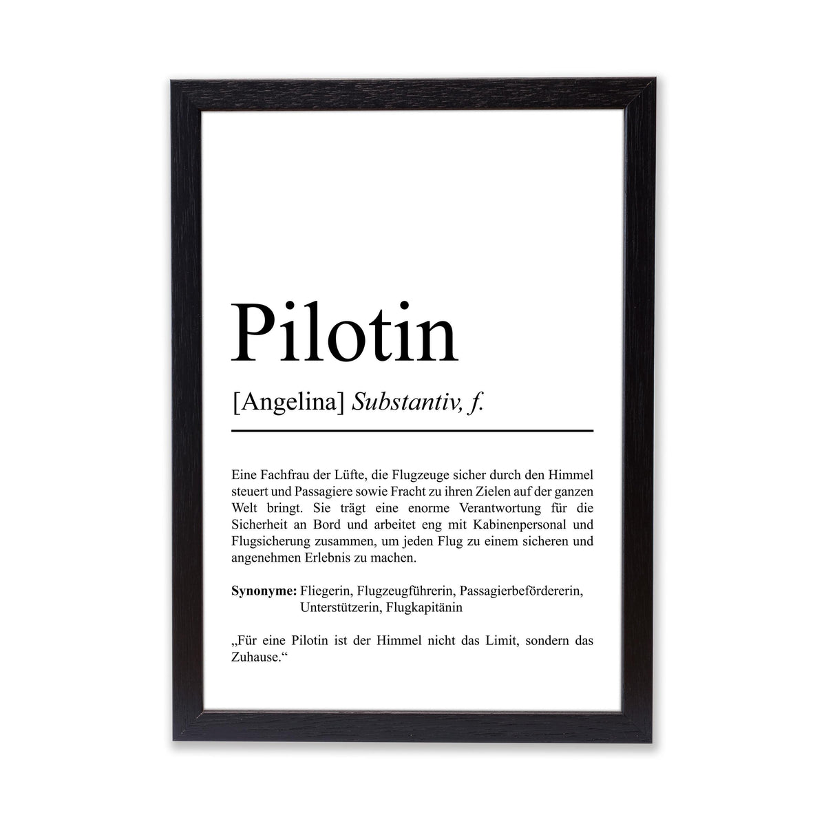 Pilotin Definition Poster personalisierbar mit Namen Beruf Poster Pilotin Geschenk Einzug Geburtstag Geschenk Pilotin Poster Beruf