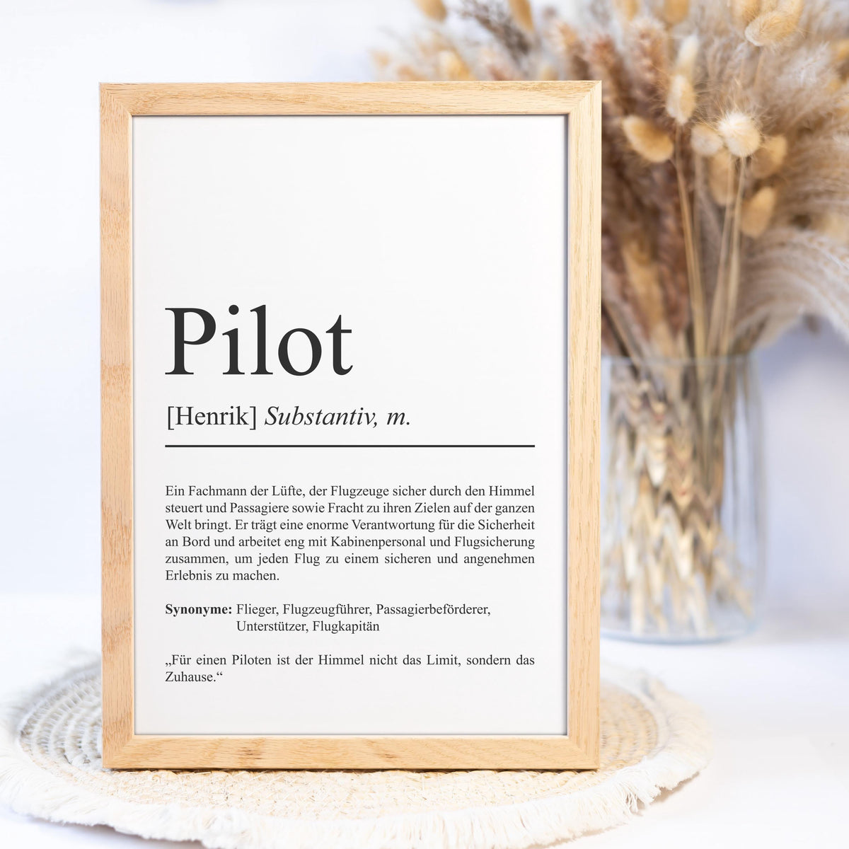 Pilotin Definition Poster personalisierbar mit Namen Beruf Poster Pilotin Geschenk Einzug Geburtstag Geschenk Pilotin Poster Beruf