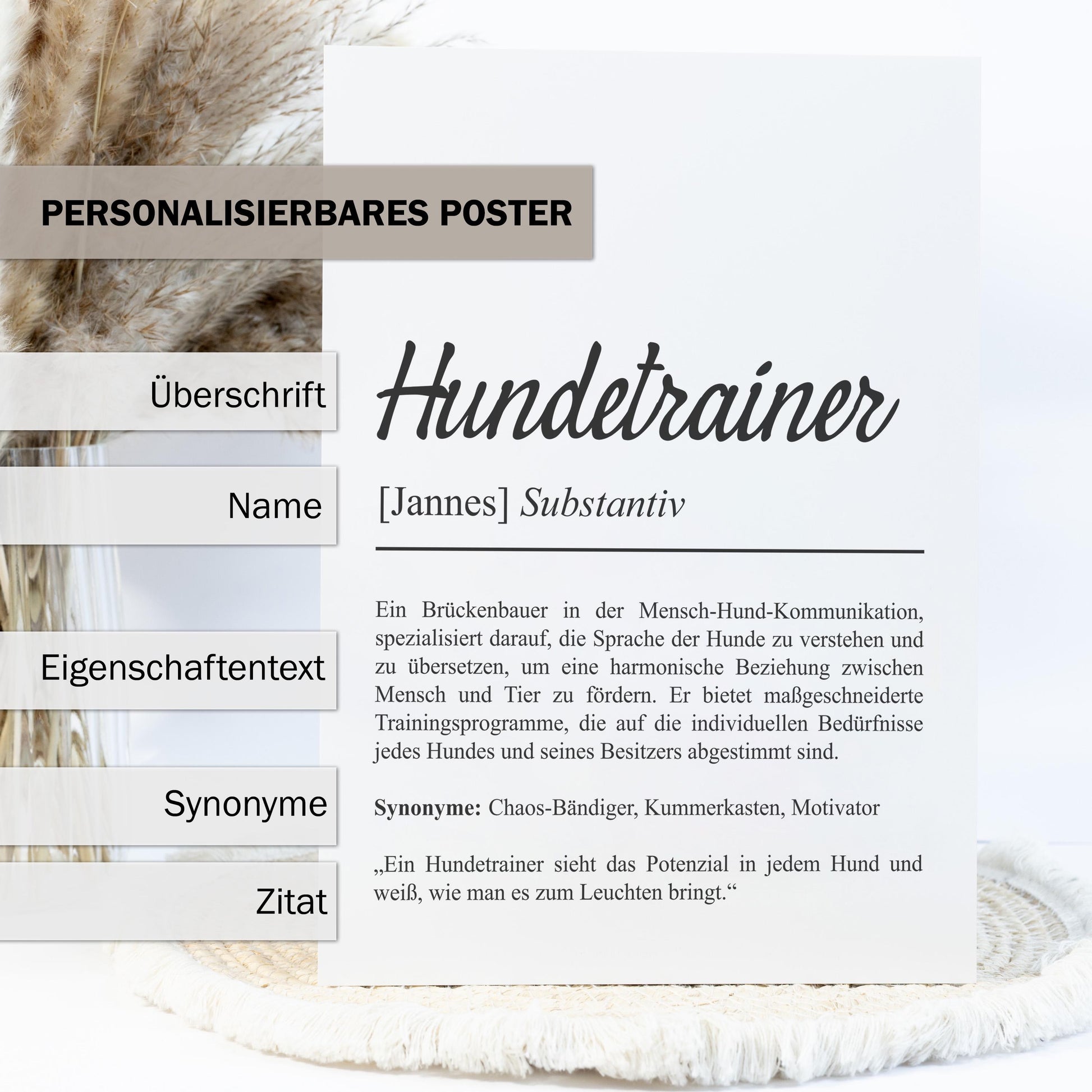 Hundetrainer Definition Poster personalisierbar Beruf Poster Geschenk Hundetrainer Einzug Geburtstag Geschenk Hundetrainer Poster Trainer