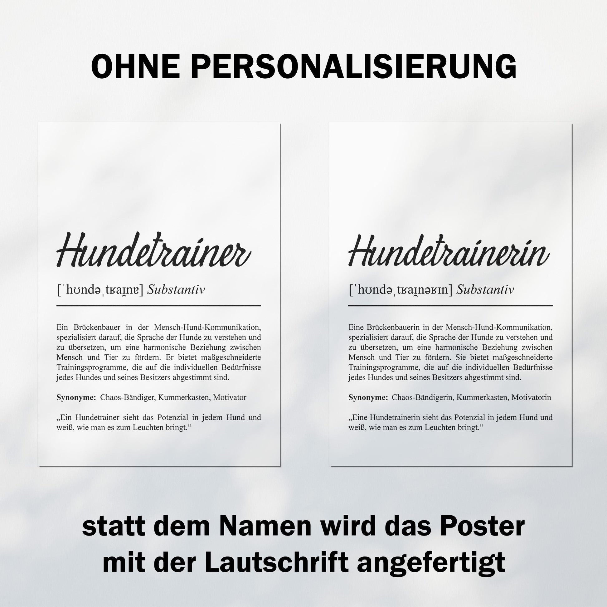 Hundetrainer Definition Poster personalisierbar Beruf Poster Geschenk Hundetrainer Einzug Geburtstag Geschenk Hundetrainer Poster Trainer