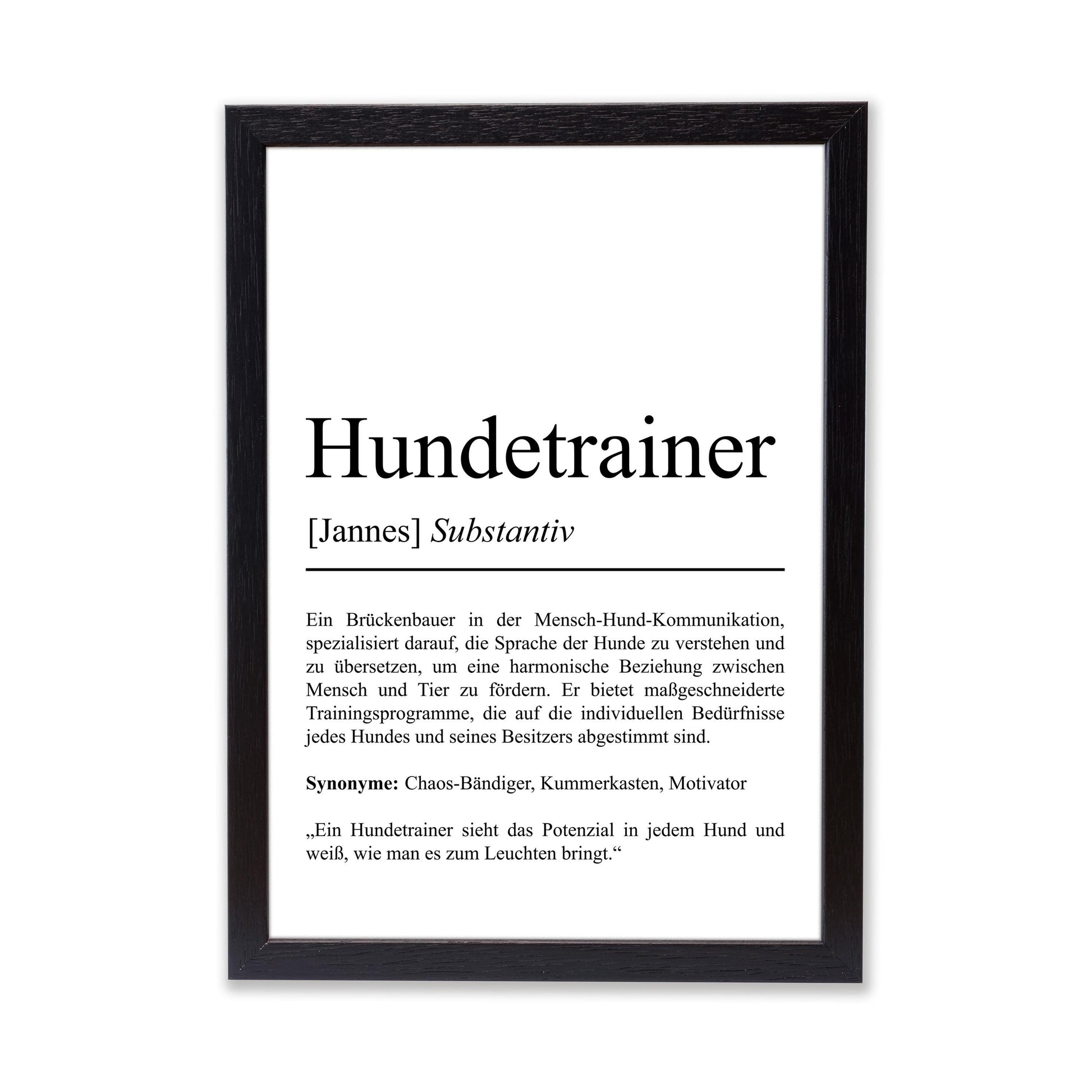 Hundetrainer Definition Poster personalisierbar Beruf Poster Geschenk Hundetrainer Einzug Geburtstag Geschenk Hundetrainer Poster Trainer