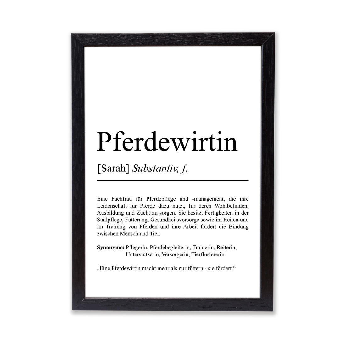 Pferdewirtin Definition Poster personalisierbar mit Namen Beruf Poster Pferdewirtin Geschenk Einzug Geburtstag Geschenk Pferdewirtin Poster