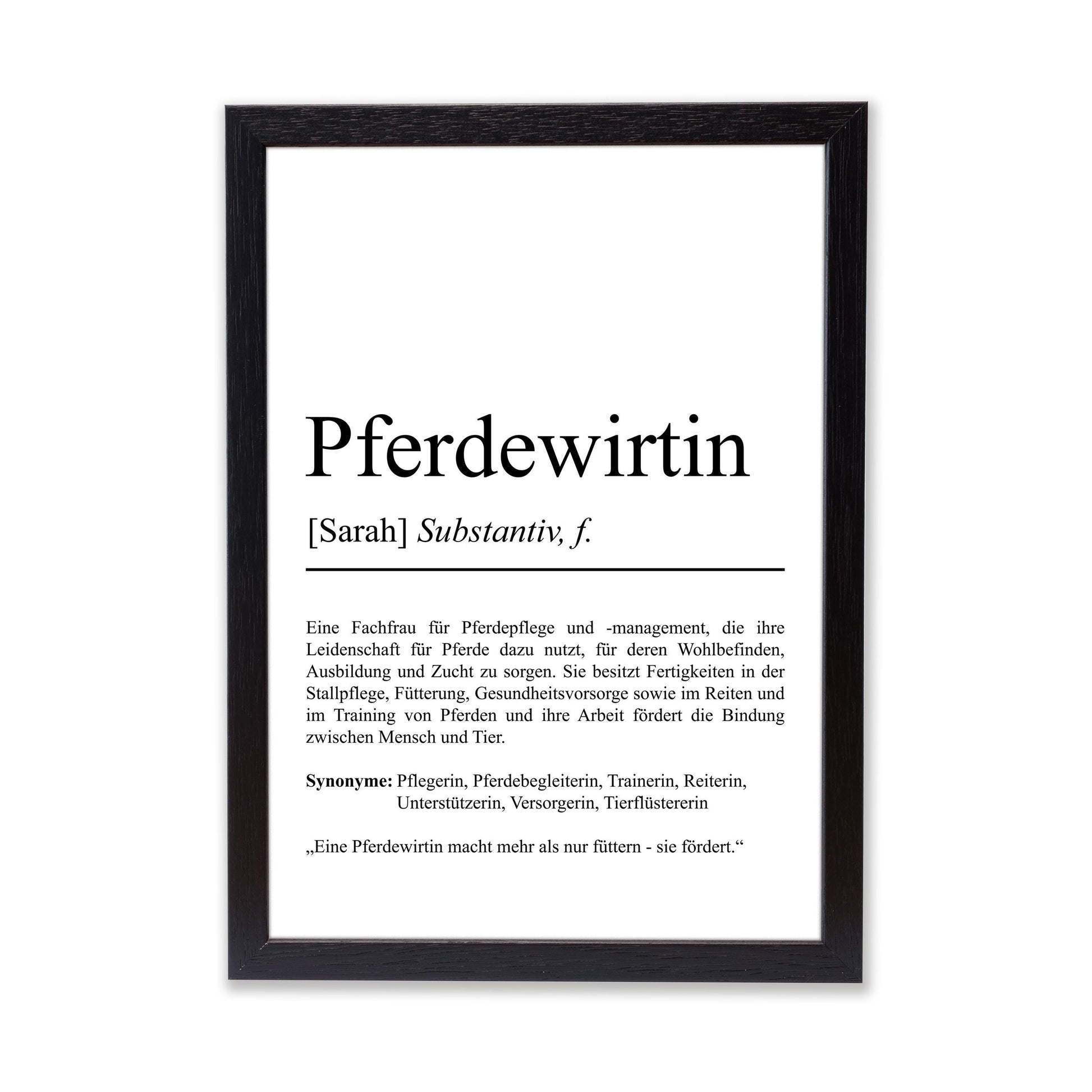 Pferdewirtin Definition Poster personalisierbar mit Namen Beruf Poster Pferdewirtin Geschenk Einzug Geburtstag Geschenk Pferdewirtin Poster