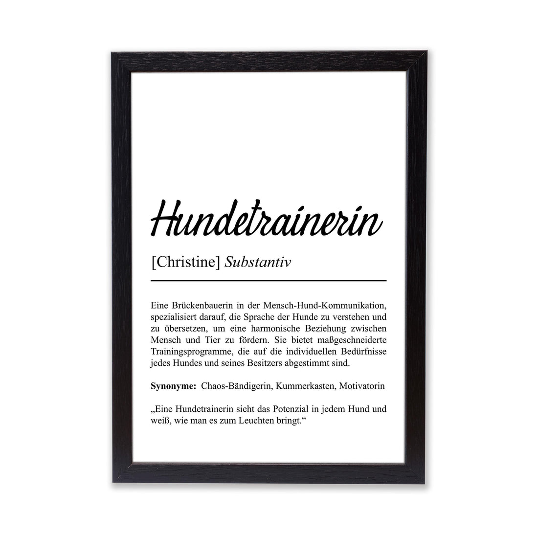Hundetrainerin Definition Poster personalisierbar Beruf Poster Geschenk Hundetrainerin Einzug Geburtstag Geschenk Hundetrainerin Poster