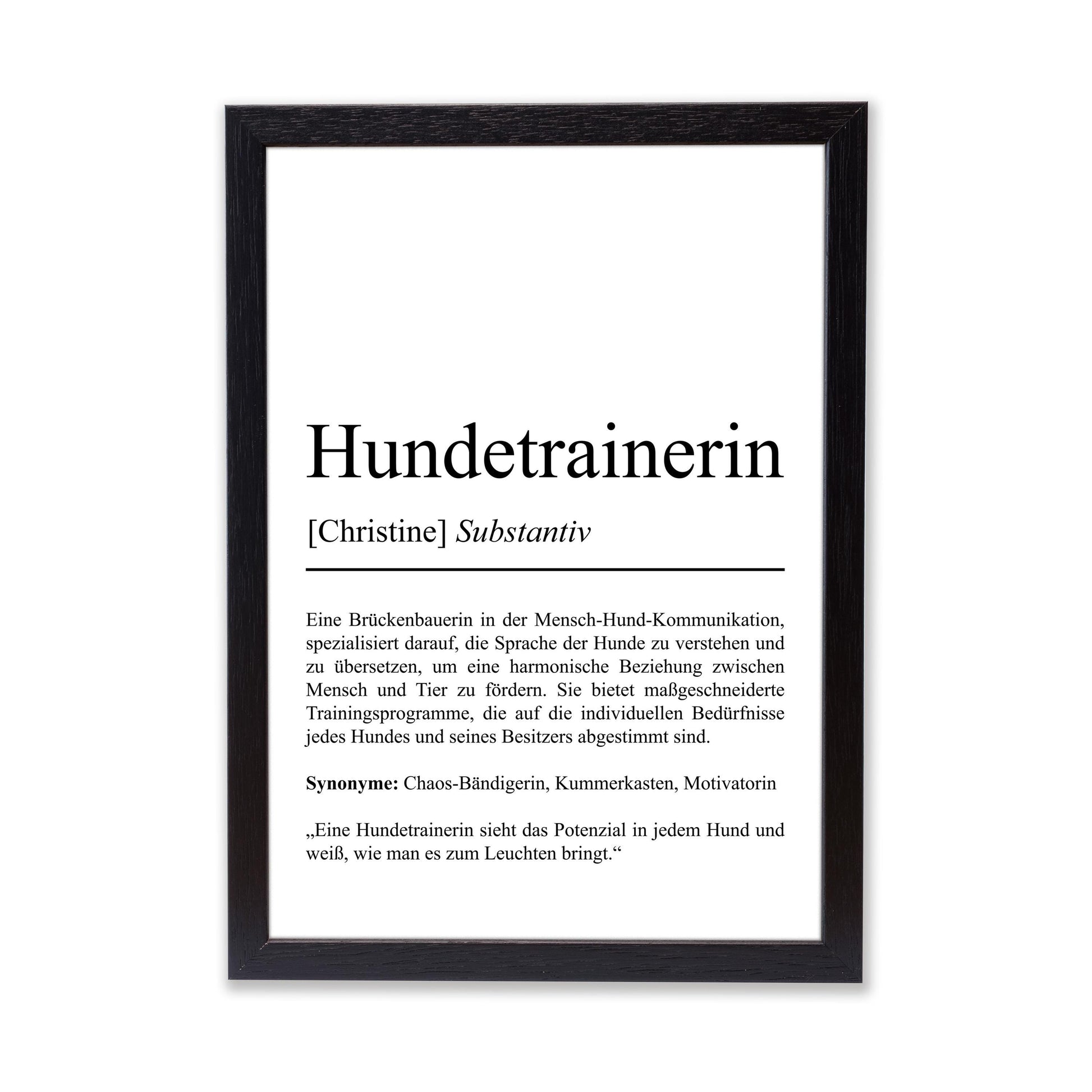 Hundetrainerin Definition Poster personalisierbar Beruf Poster Geschenk Hundetrainerin Einzug Geburtstag Geschenk Hundetrainerin Poster