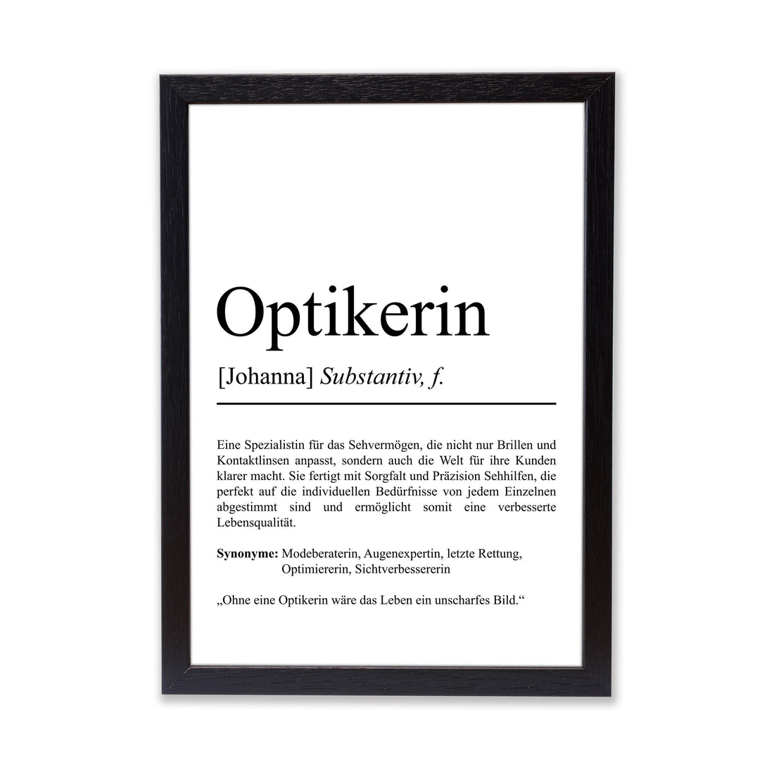 Optikerin Definition Poster personalisierbar mit Namen Beruf Poster Optikerin Geschenk Einzug Geburtstag Geschenk Optikerin Poster Beruf