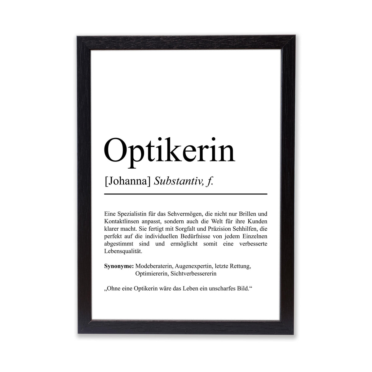 Optikerin Definition Poster personalisierbar mit Namen Beruf Poster Optikerin Geschenk Einzug Geburtstag Geschenk Optikerin Poster Beruf