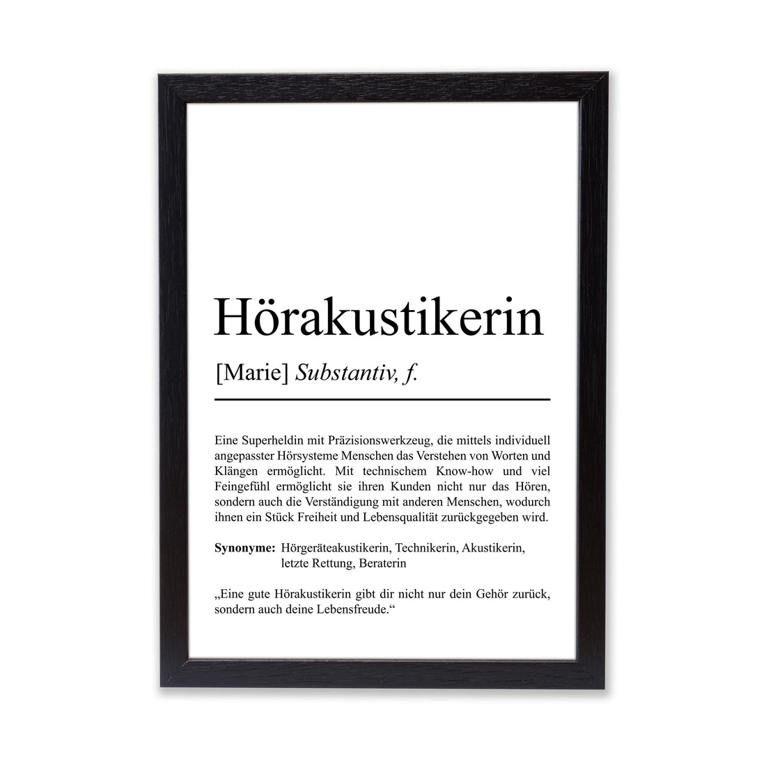 Hörakustikerin Definition Poster personalisierbar mit Namen Beruf Poster Hörakustikerin Geschenk Einzug Geburtstag Geschenk Akustikerin