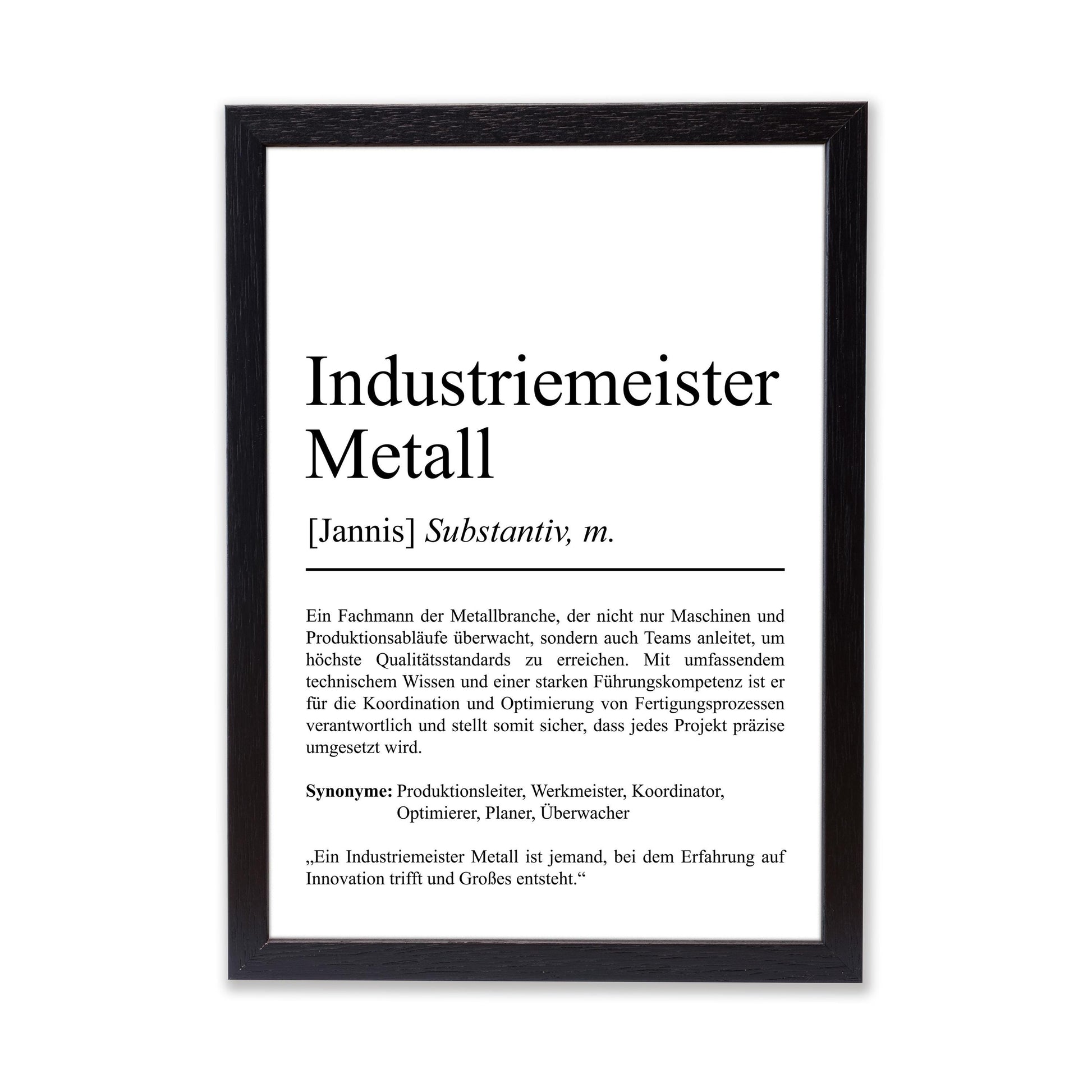 Industriemeister Metall Definition Poster personalisierbar mit Namen Beruf Poster Industriemeister Geschenk Einzug Geburtstag Geschenk