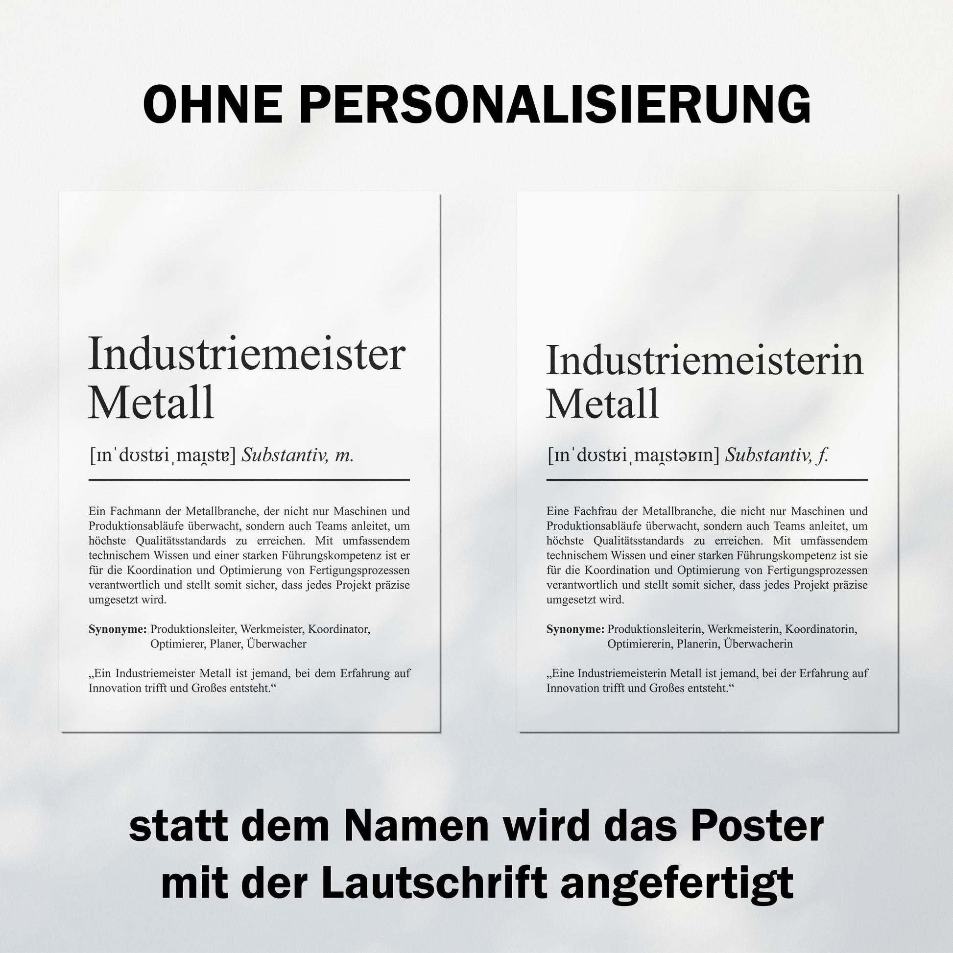 Industriemeister Metall Definition Poster personalisierbar mit Namen Beruf Poster Industriemeister Geschenk Einzug Geburtstag Geschenk