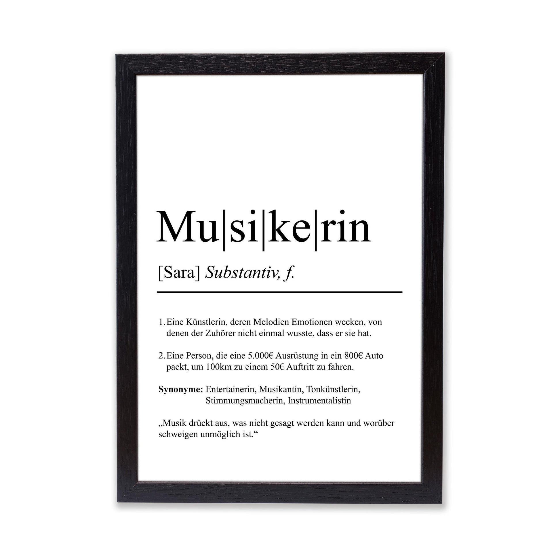 Musikerin Definition Poster personalisierbar mit Namen Beruf Poster Musikerin Geschenk Einzug Geburtstag Geschenk Musikerin Poster Beruf