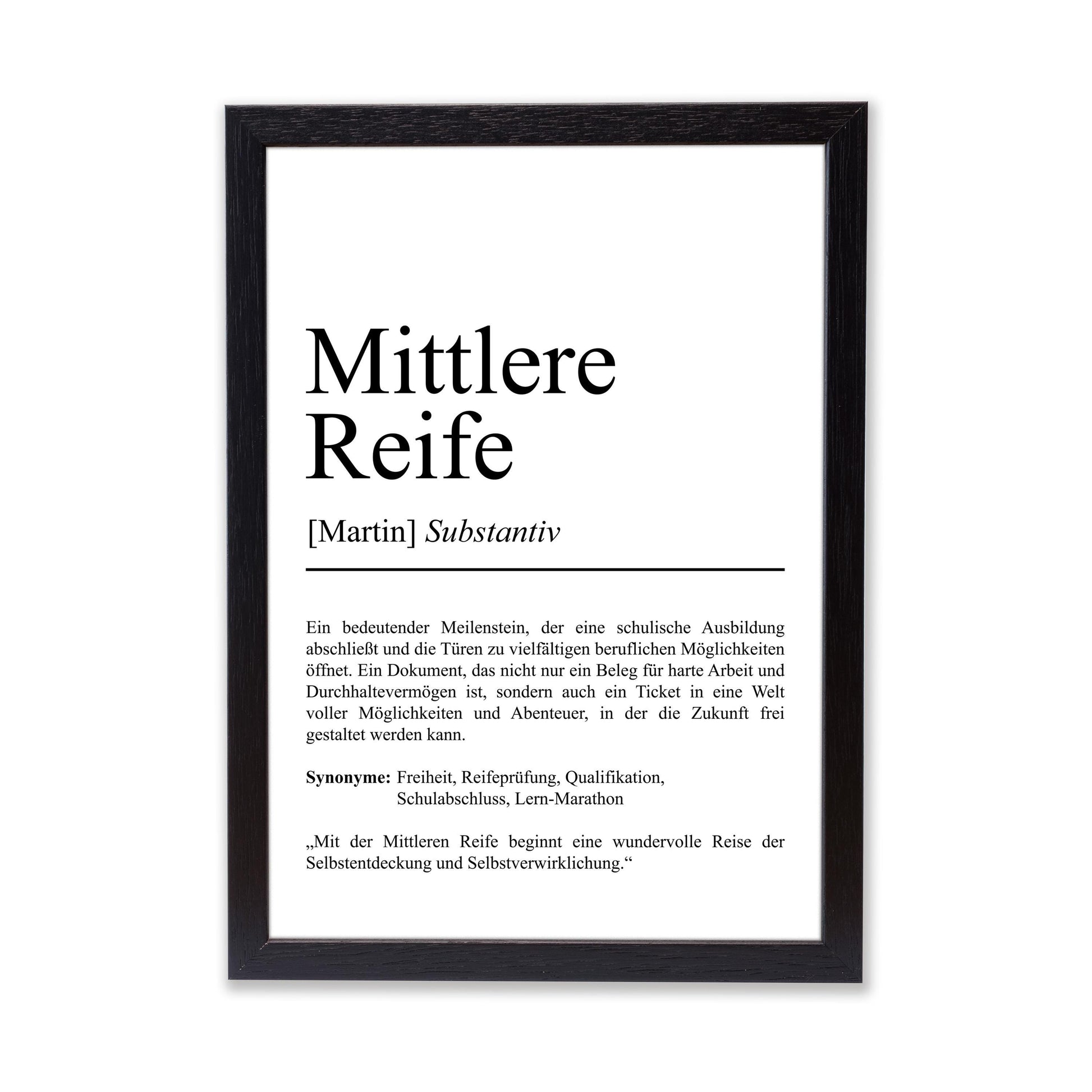 Mittlere Reife Definition Poster personalisierbar mit Namen Abschluss Poster Geschenk zum Abschluss Mittlere Reife Geschenk Abschluss Poster