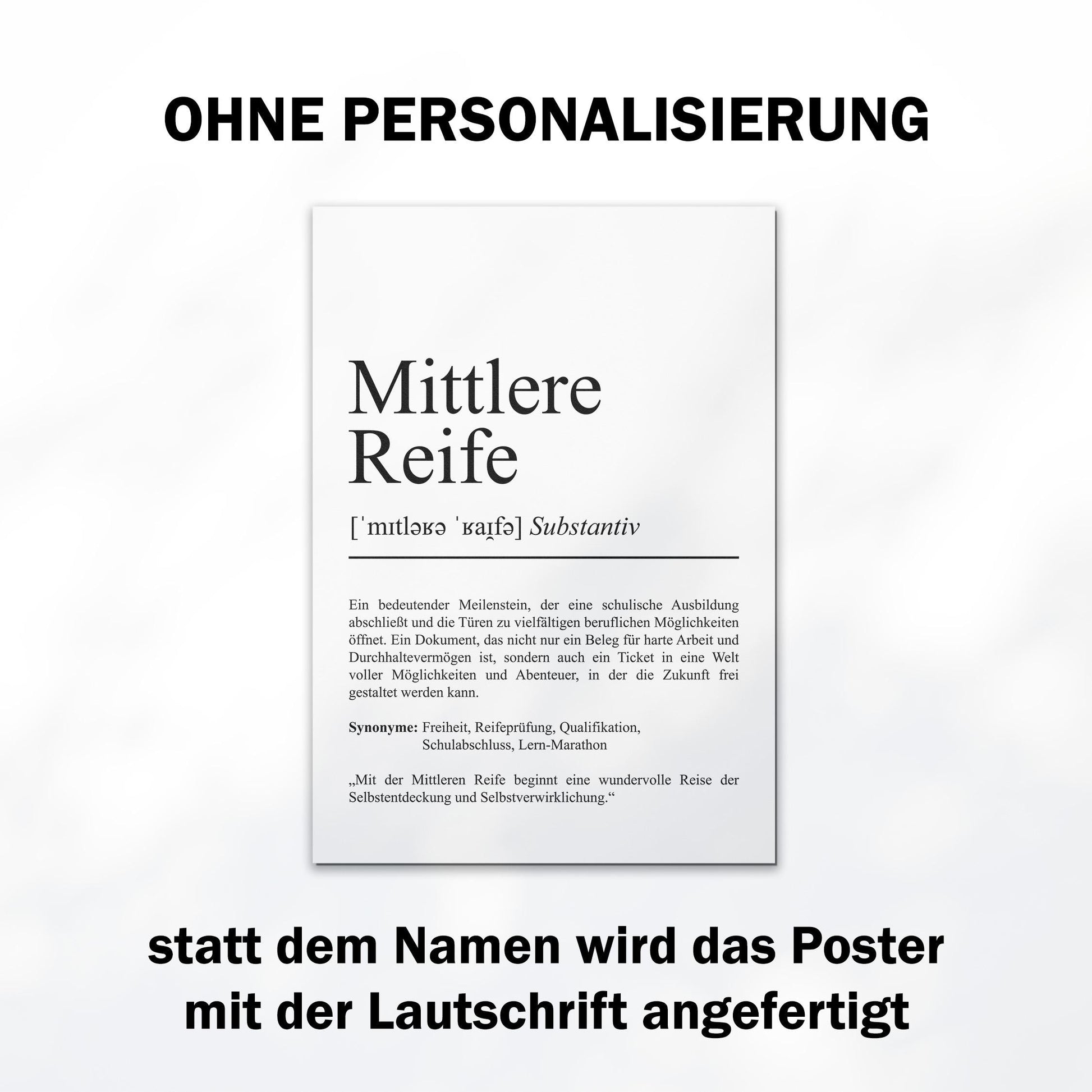 Mittlere Reife Definition Poster personalisierbar mit Namen Abschluss Poster Geschenk zum Abschluss Mittlere Reife Geschenk Abschluss Poster