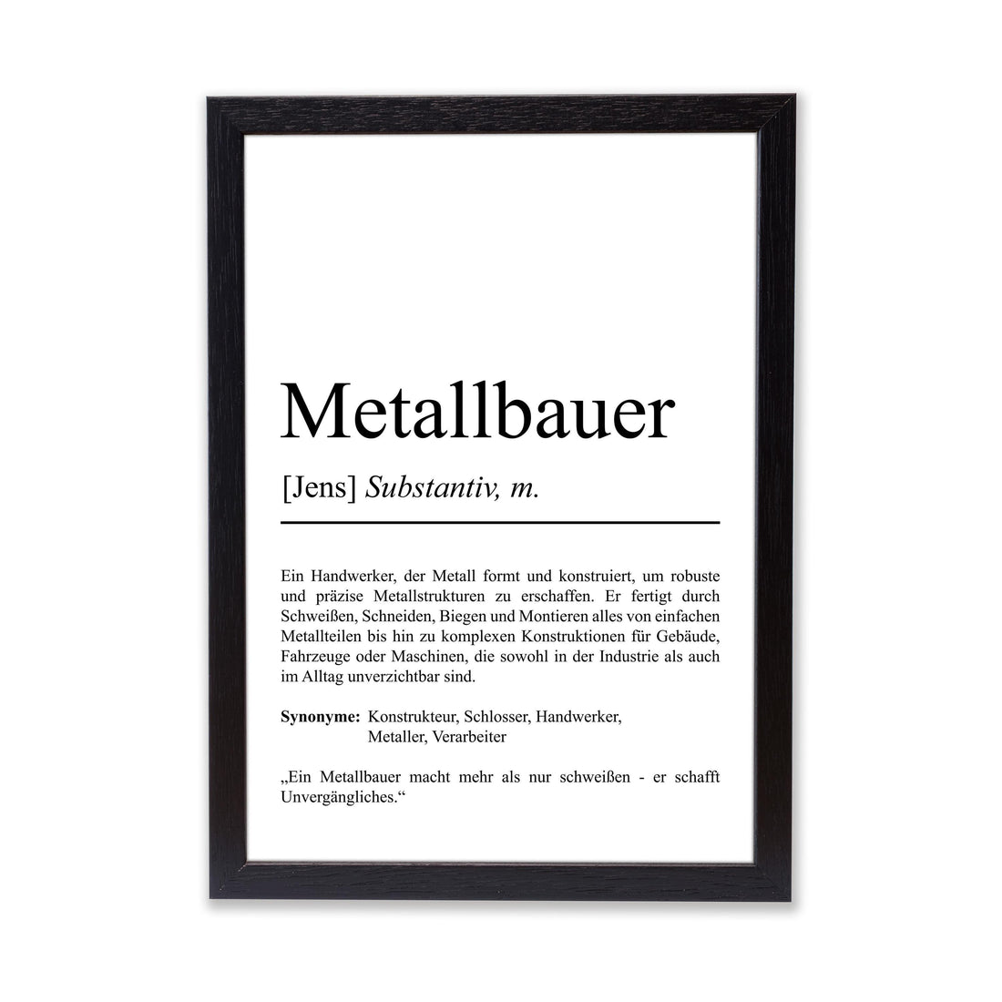 Metallbauer Definition Poster personalisierbar mit Namen Beruf Poster Metallbauer Geschenk Einzug Geburtstag Geschenk Metallbauer Poster