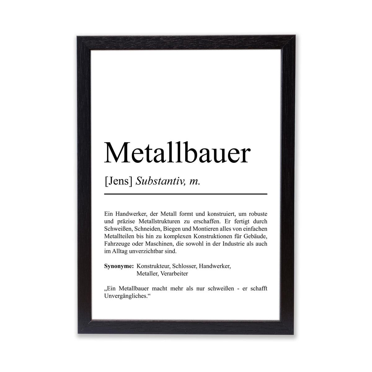 Metallbauer Definition Poster personalisierbar mit Namen Beruf Poster Metallbauer Geschenk Einzug Geburtstag Geschenk Metallbauer Poster