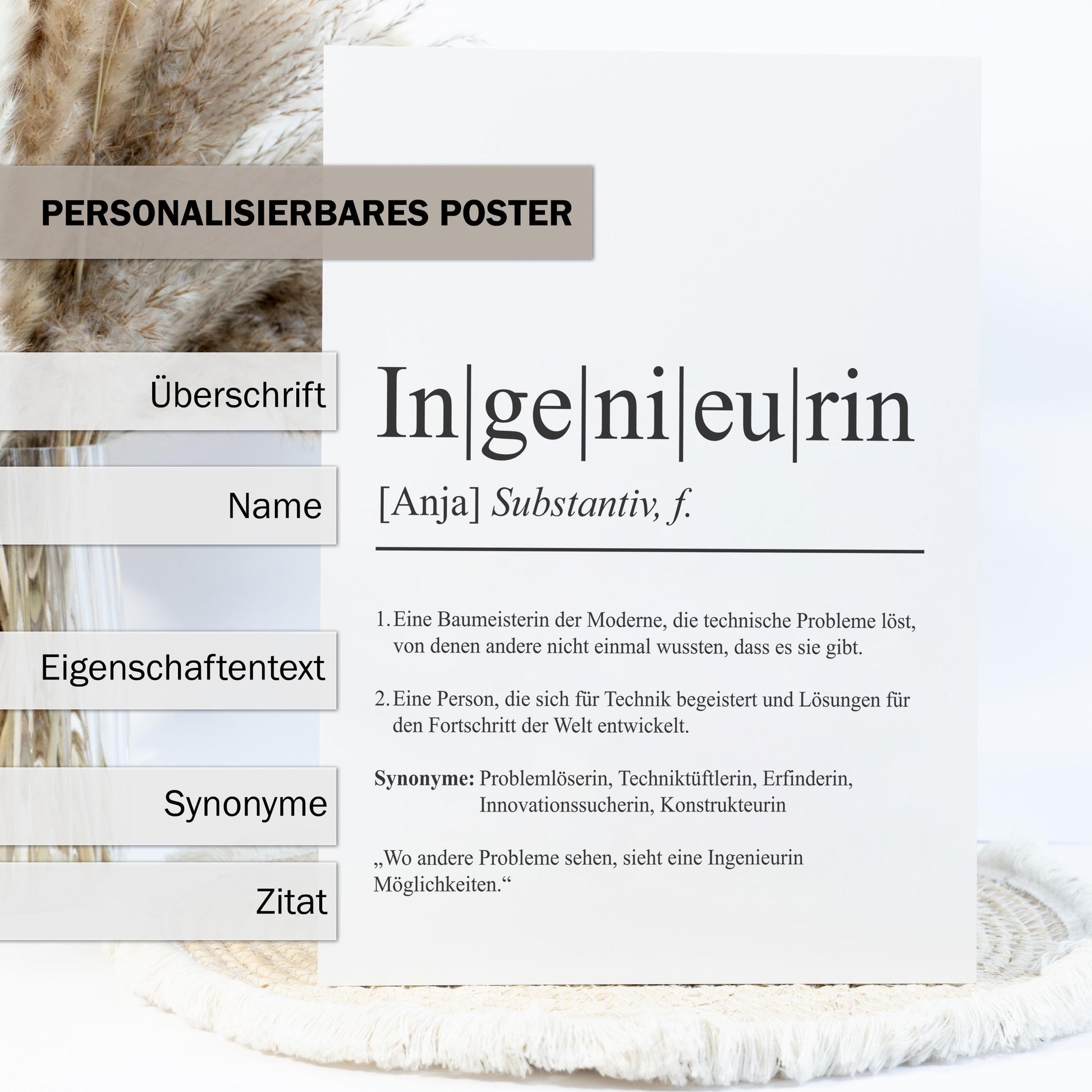 Ingenieurin Definition Poster personalisierbar mit Namen Beruf Poster Ingenieurin Geschenk Einzug Geburtstag Geschenk Ingenieur Poster Beruf