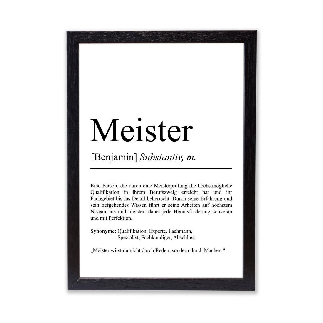 Meister Definition Poster personalisierbar mit Namen Abschluss Poster Meister Geschenk zum Abschluss Geschenk Meister Poster Definition