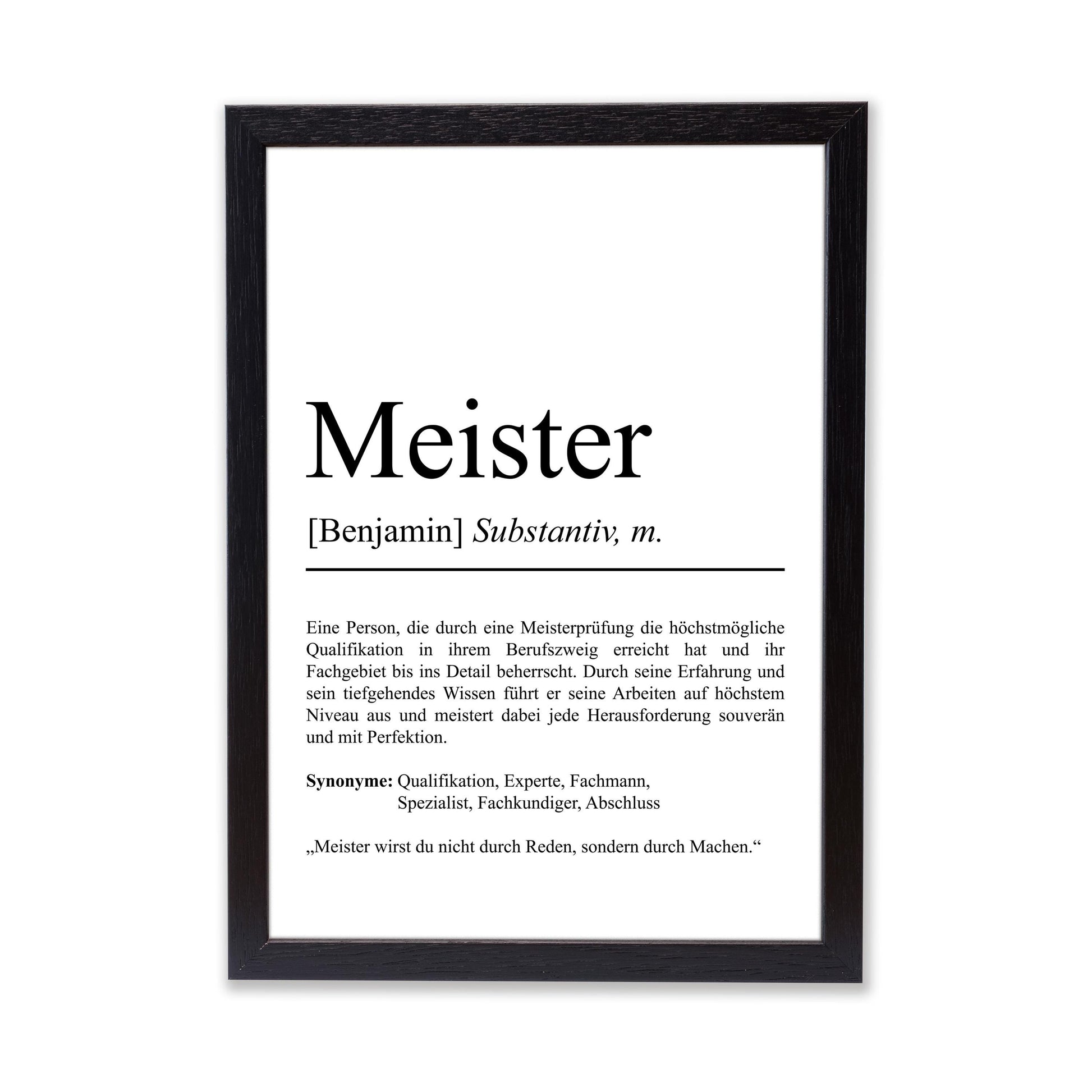 Meister Definition Poster personalisierbar mit Namen Abschluss Poster Meister Geschenk zum Abschluss Geschenk Meister Poster Definition
