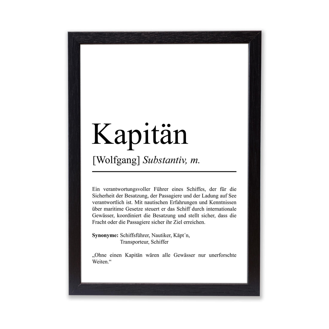 Kapitän Definition Poster personalisierbar mit Namen Beruf Poster Kapitän Geschenk Einzug Geburtstag Geschenk Kapitän Poster Beruf