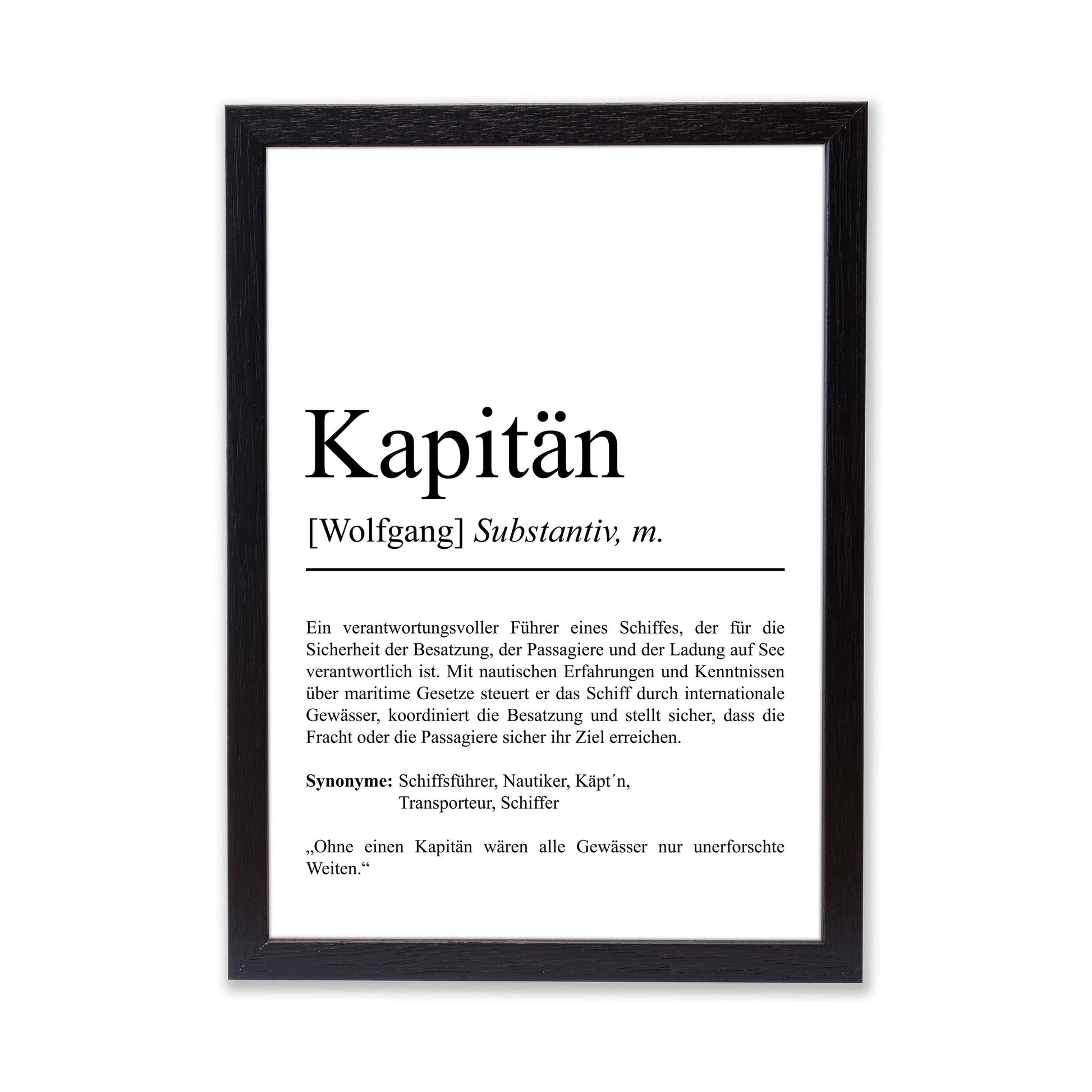 Kapitän Definition Poster personalisierbar mit Namen Beruf Poster Kapitän Geschenk Einzug Geburtstag Geschenk Kapitän Poster Beruf