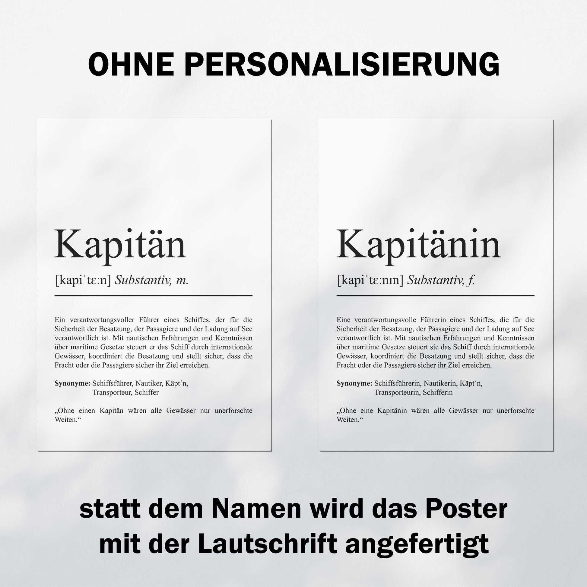 Kapitänin Definition Poster personalisierbar mit Namen Beruf Poster Kapitänin Geschenk Einzug Geburtstag Geschenk Kapitänin Poster Beruf