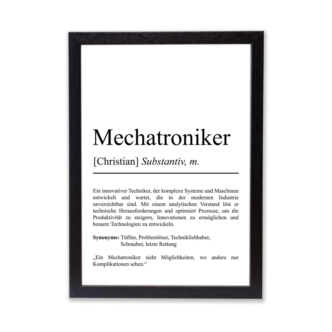 Mechatroniker Definition Poster personalisierbar mit Namen Beruf Poster Mechatroniker Geschenk Einzug Geburtstag Geschenk Mechatroniker