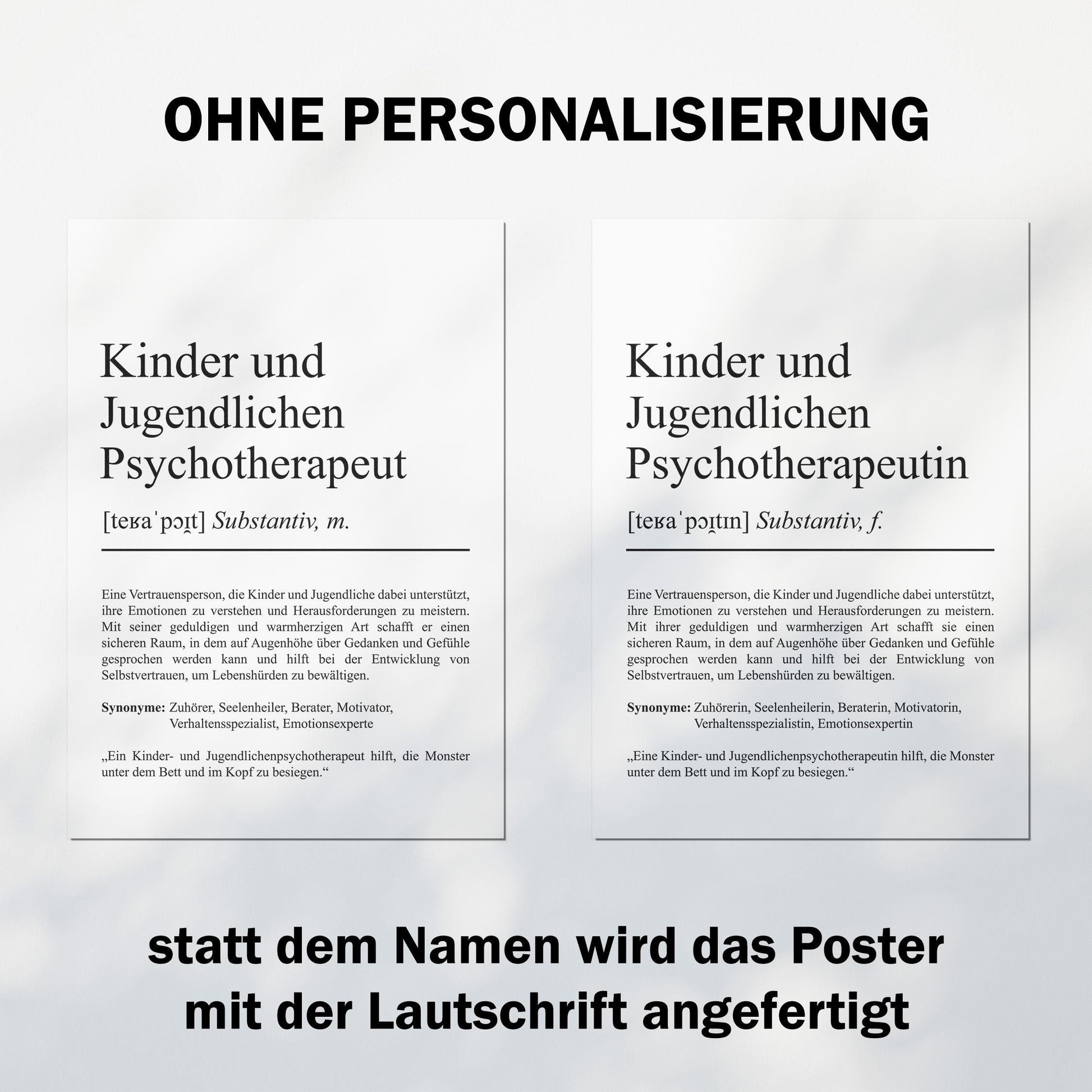 Kinder und Jugendlichenpsychotherapeutin Definition Poster personalisierbar mit Namen Beruf Poster Psychotherapeutin Geschenk Geburtstag