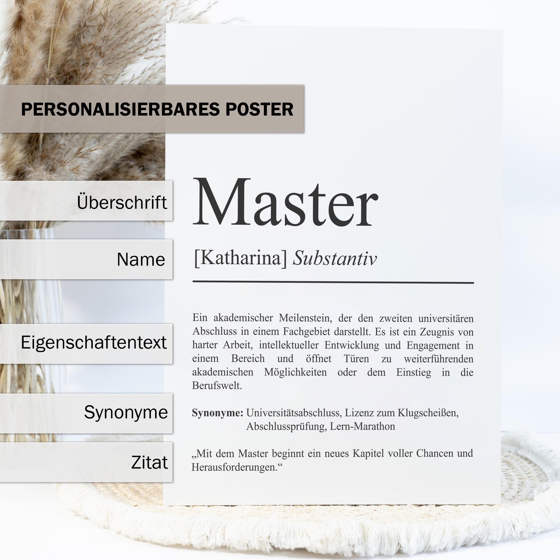 Master Definition Poster personalisierbar mit Namen Abschluss Poster Master Geschenk zum Abschluss Geschenk Master Poster Definition