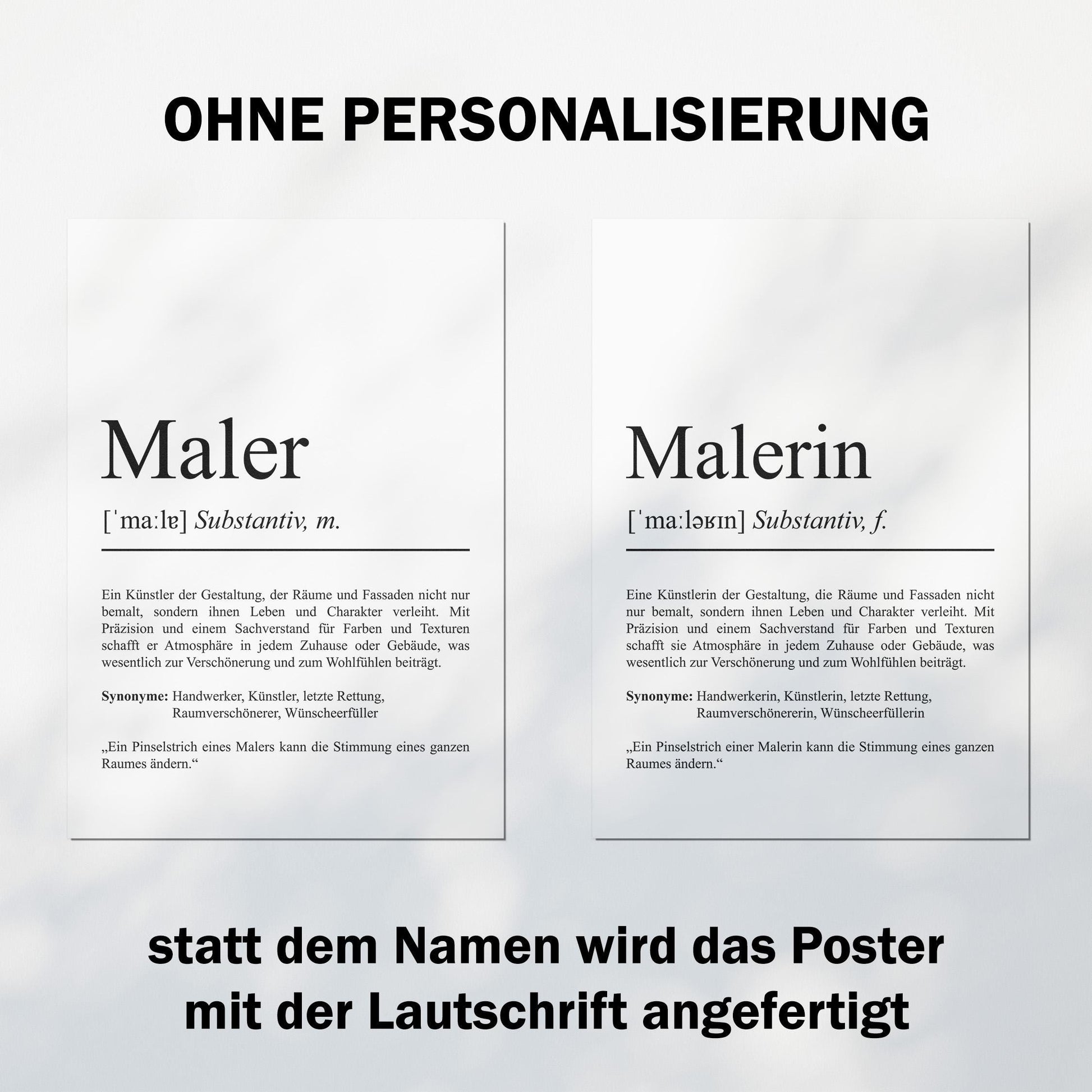 Maler Definition Poster personalisierbar mit Namen Beruf Poster Maler Geschenk Einzug Geburtstag Geschenk Maler Poster Beruf