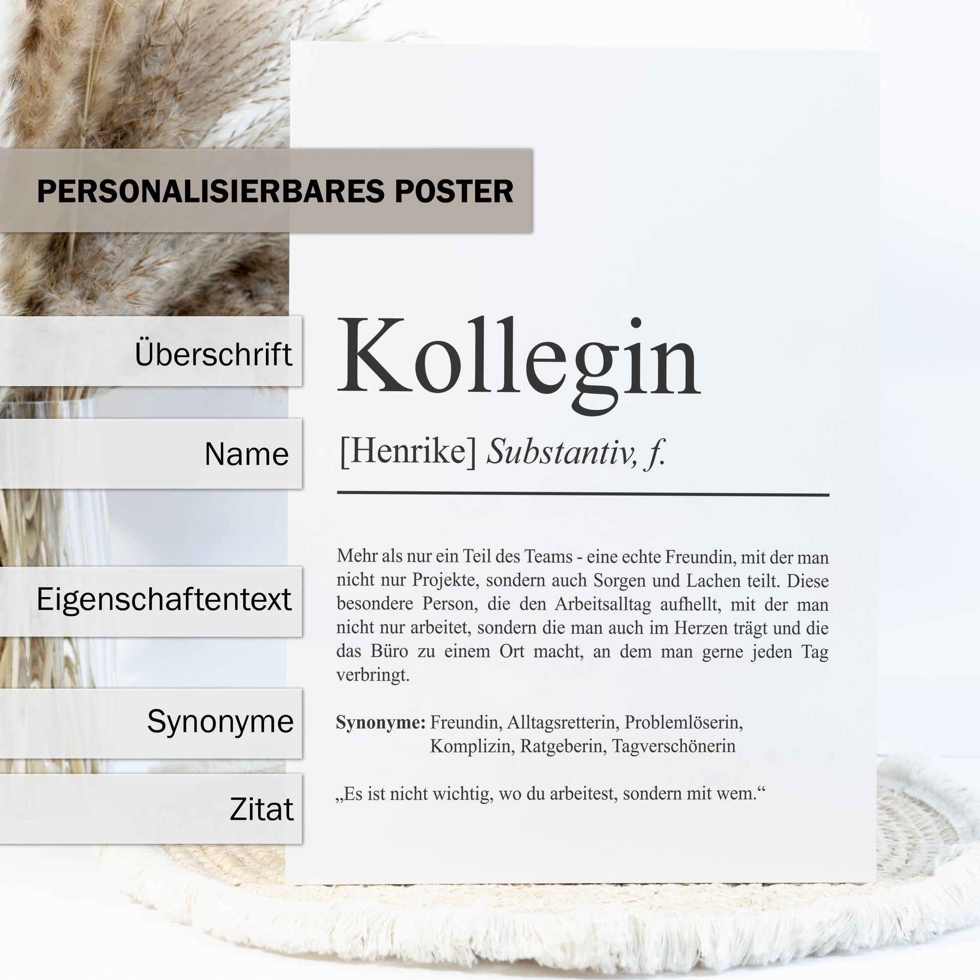 Kollegin Definition Poster personalisierbar mit Namen Beruf Poster Kollegin Geschenk Einzug Geburtstag Geschenk Kollegin Poster Beruf