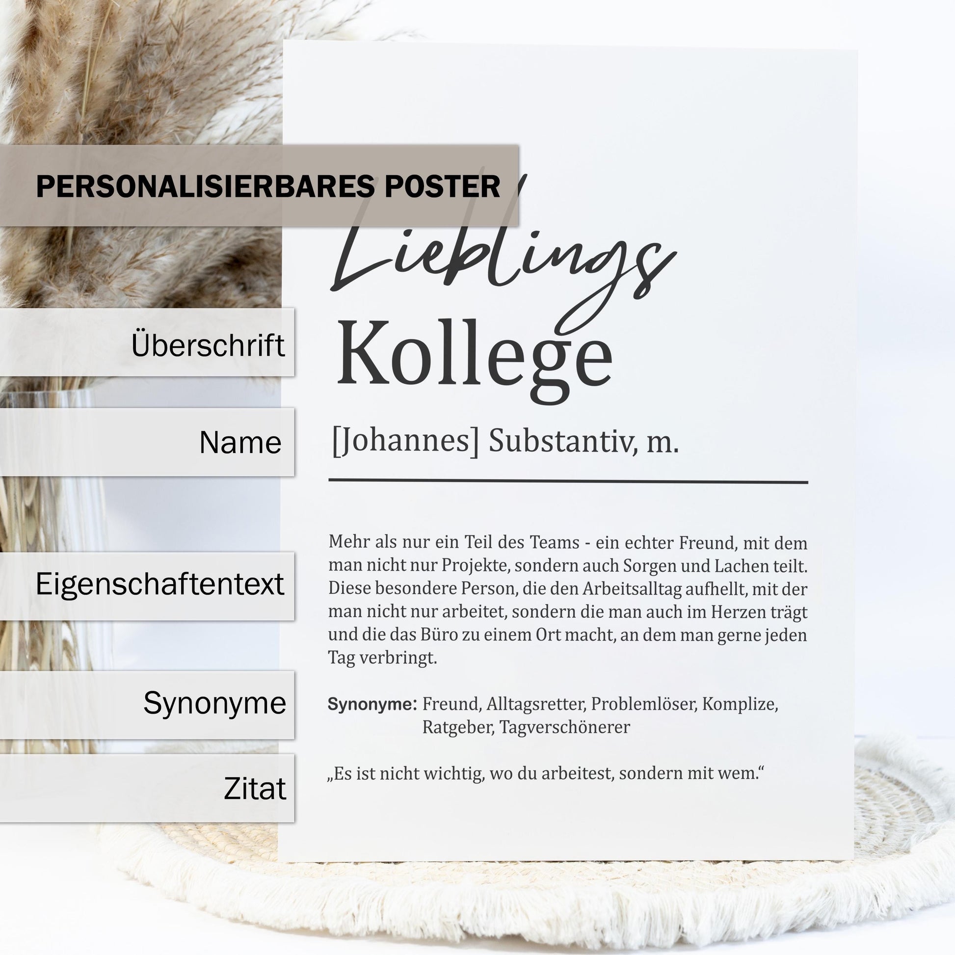 Lieblingskollege Definition Poster personalisierbar mit Namen Beruf Poster Kollege Geschenk Einzug Geburtstag Geschenk Kollege Poster Beruf