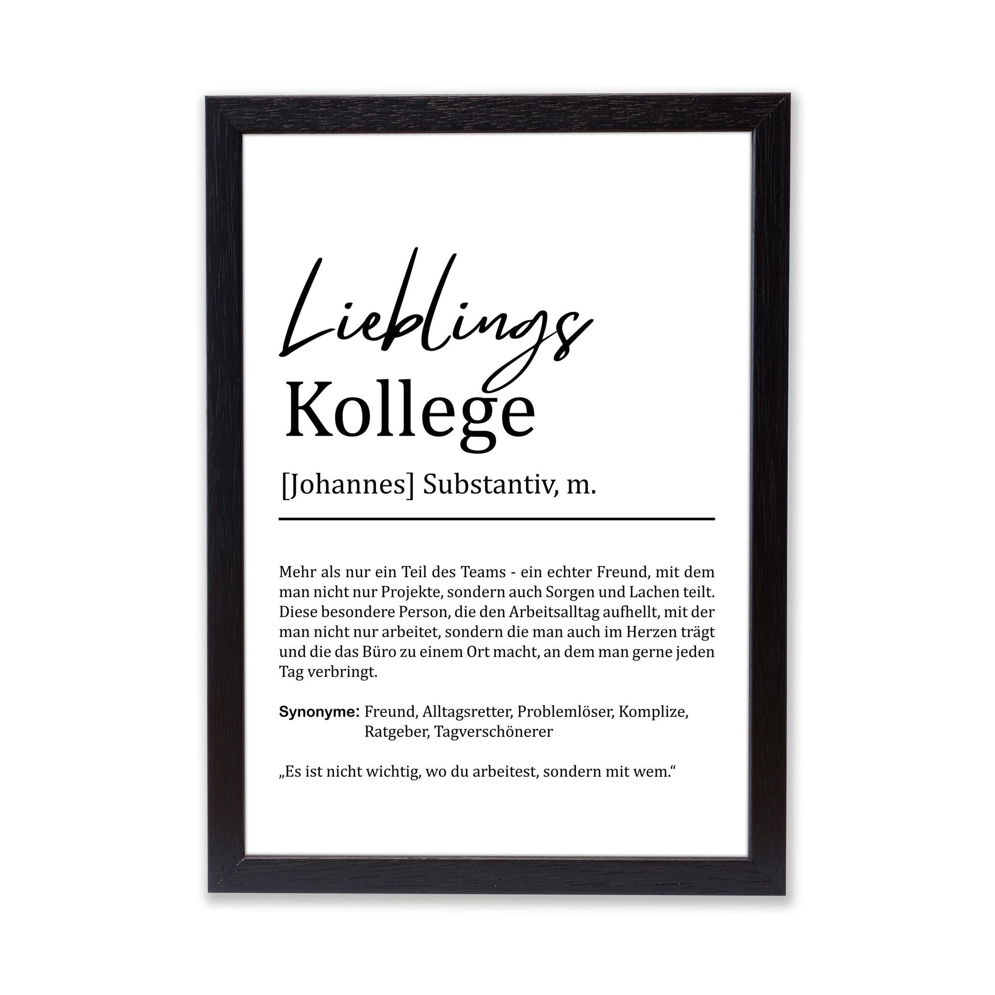 Lieblingskollege Definition Poster personalisierbar mit Namen Beruf Poster Kollege Geschenk Einzug Geburtstag Geschenk Kollege Poster Beruf