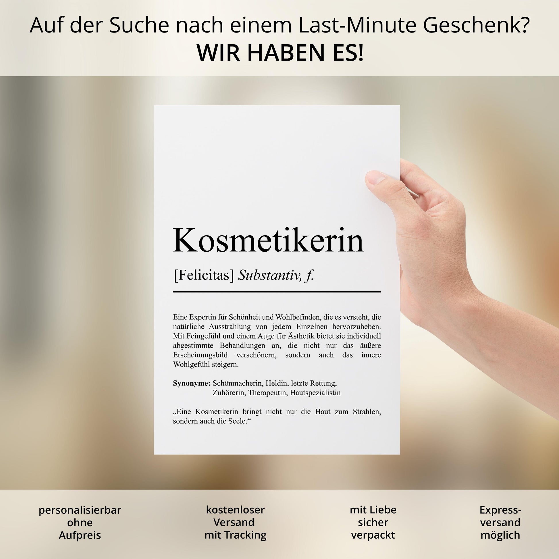 Kosmetikerin Definition Poster personalisierbar mit Namen Beruf Poster Kosmetikerin Geschenk Einzug Geburtstag Geschenk Kosmetikerin Poster