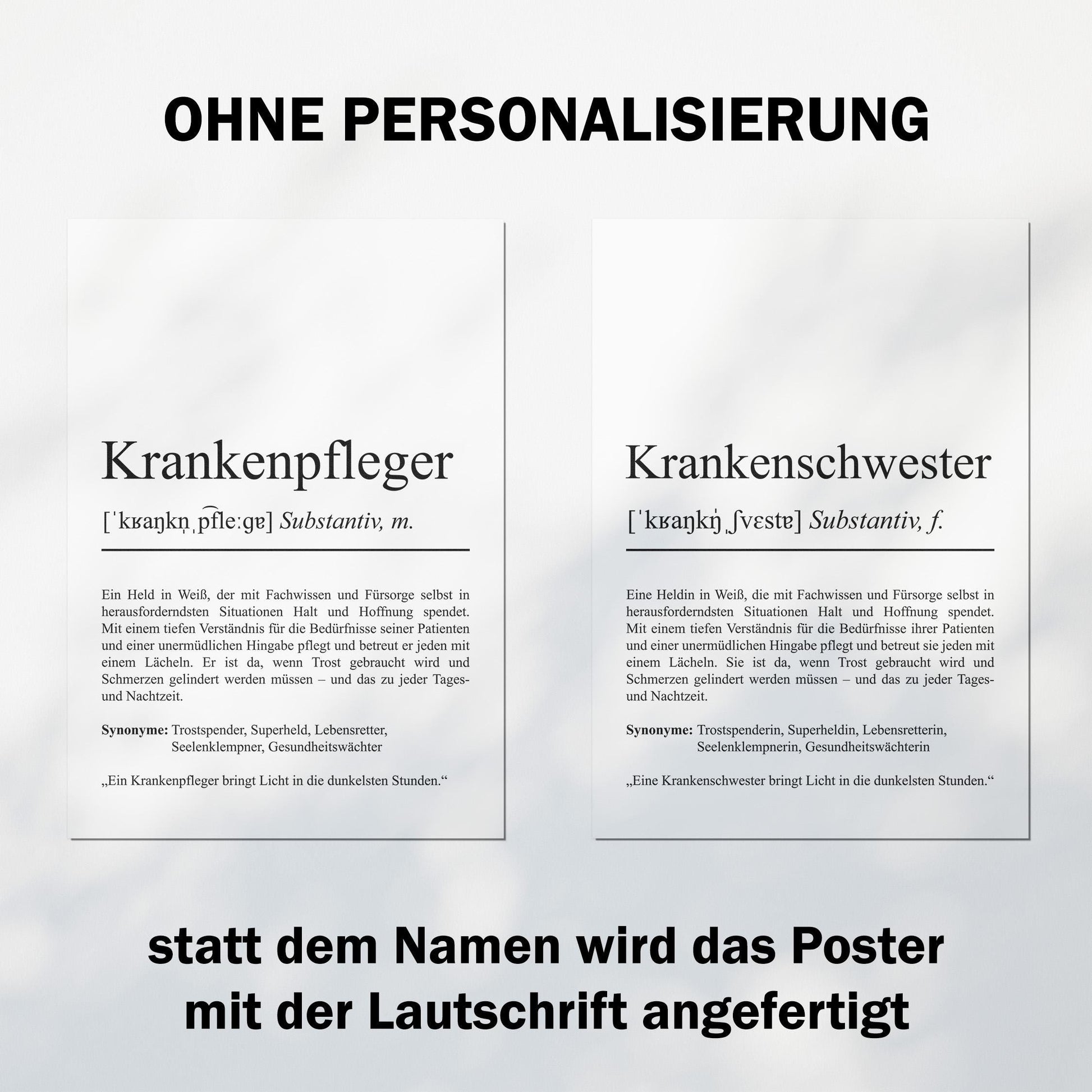 Krankenpfleger Definition Poster personalisierbar mit Namen Beruf Poster Krankenpfleger Geschenk Einzug Geburtstag Geschenk Pfleger Poster