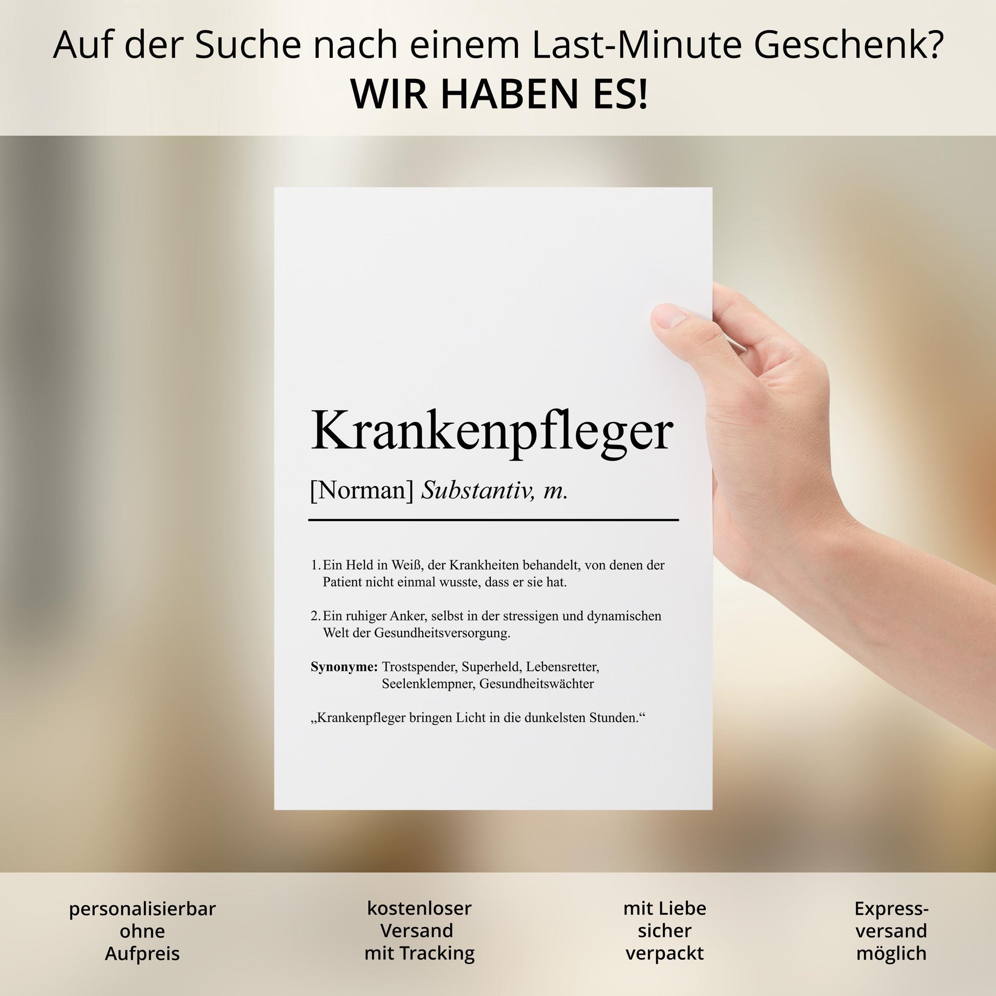 Krankenpfleger Definition Poster personalisierbar mit Namen Beruf Poster Krankenpfleger Geschenk Einzug Geburtstag Geschenk Pfleger Poster