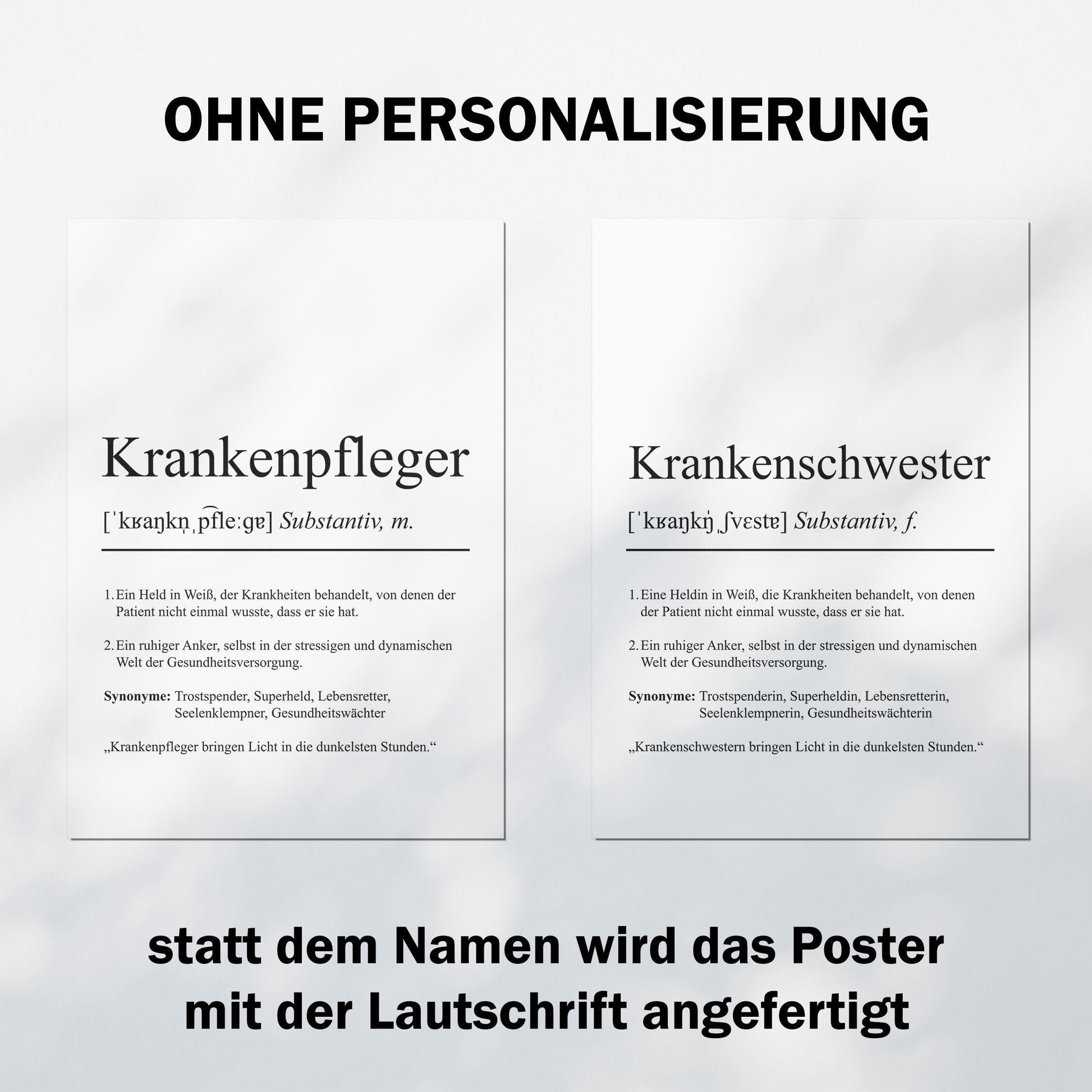 Krankenpfleger Definition Poster personalisierbar mit Namen Beruf Poster Krankenpfleger Geschenk Einzug Geburtstag Geschenk Pfleger Poster