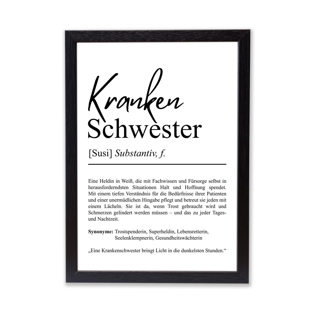 Krankenschwester Definition Poster personalisierbar mit Namen Beruf Poster Krankenschwester Geschenk Einzug Geburtstag Geschenk Pflegerin
