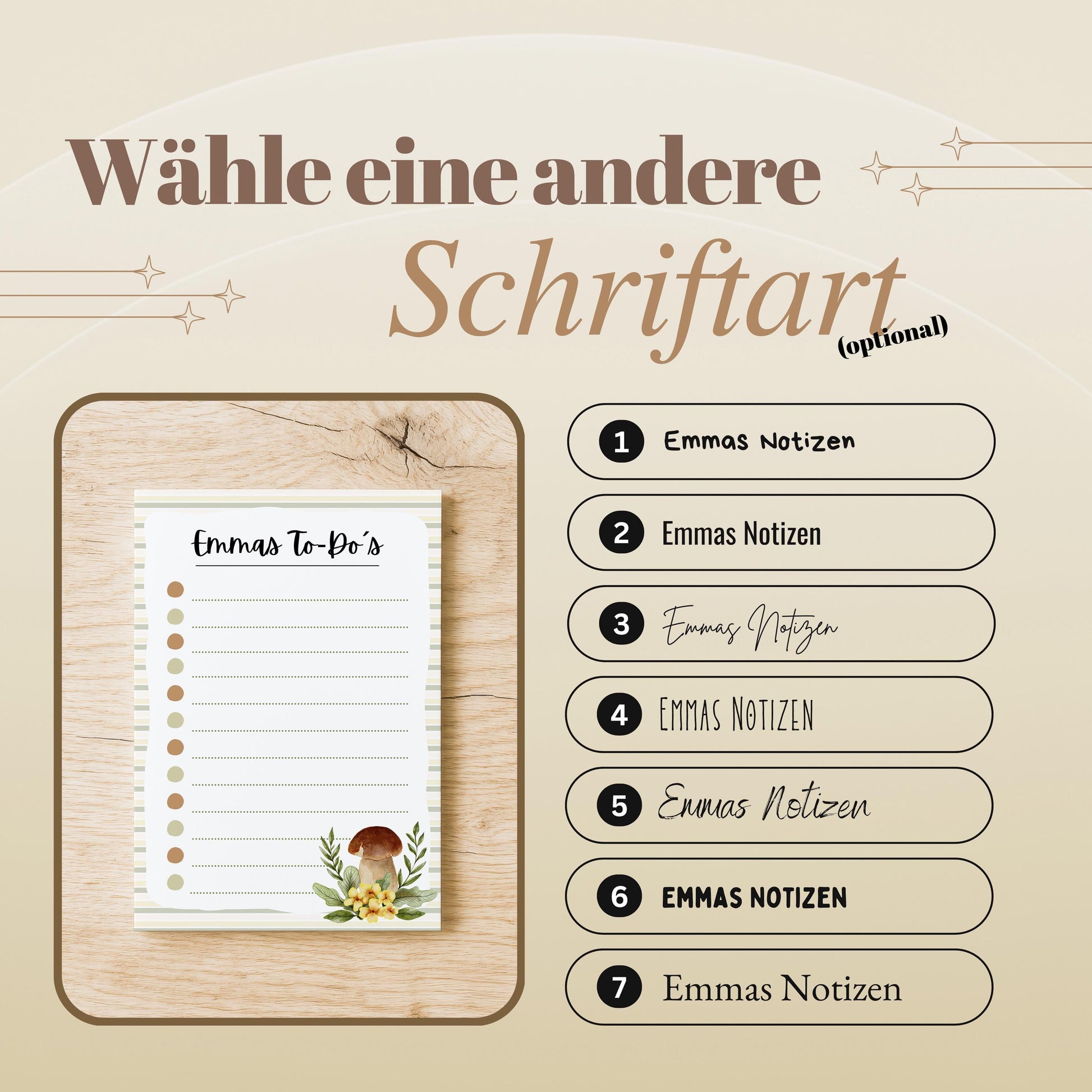 Notizblock Pilze Notizblock personalisierbar mit Namen To Do Liste Notizblock für Studenten Schreibblock Bürobedarf Geschenk Pilzsammler