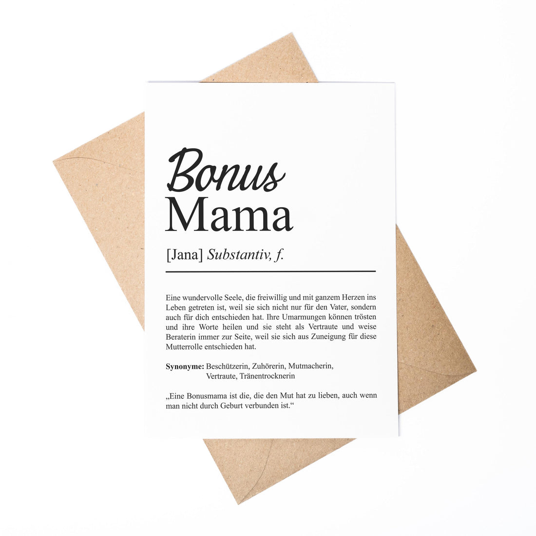 Bonusmama Definition Karte personalisierbar mit Namen Stiefmutter Grußkarte Geschenk für Stiefmutter Postkarte Definition Bonusmama