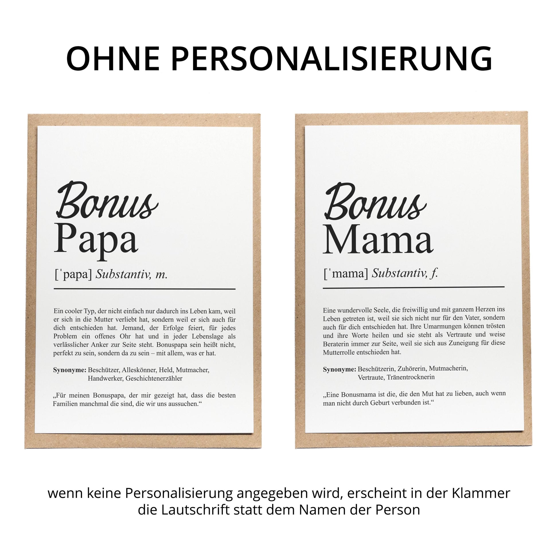 Bonuspapa Definition Karte personalisierbar mit Namen Stiefvater Grußkarte Geschenk für Stiefvater Postkarte Definition Bonuspapa