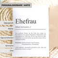 Ehefrau Definition Karte personalisierbar mit Namen Ehefrau Grußkarte Geschenk für Ehefrau Postkarte Definition Ehefrau