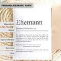 Ehemann Definition Karte personalisierbar mit Namen Ehemann Grußkarte Geschenk für Ehemann Postkarte Definition Ehemann