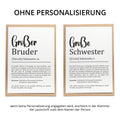 Großer Bruder Definition Karte personalisierbar mit Namen Bruder Grußkarte Geschenk für Bruder Postkarte Definition Geschwister