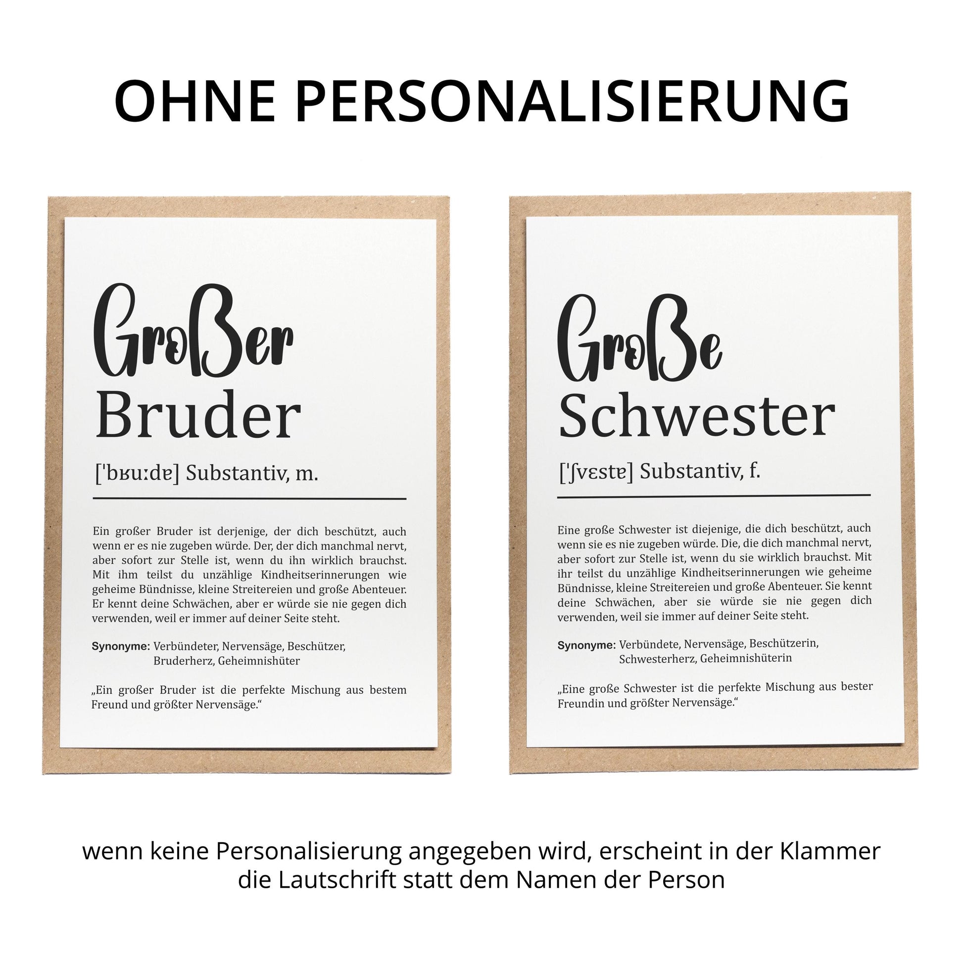 Großer Bruder Definition Karte personalisierbar mit Namen Bruder Grußkarte Geschenk für Bruder Postkarte Definition Geschwister